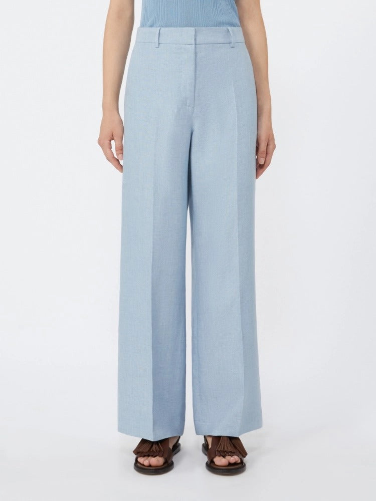 MAX MARA Pantalone Malizia Canvas Lino-Azzuro