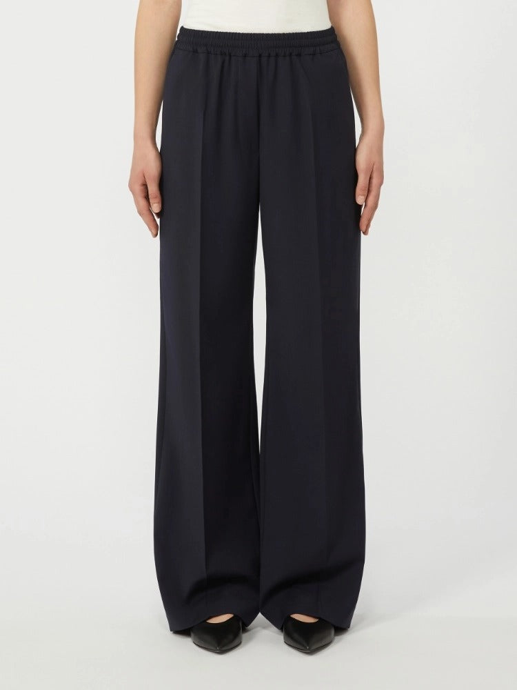 MAX MARA Pantalone Mallo Tela Lana-Blu