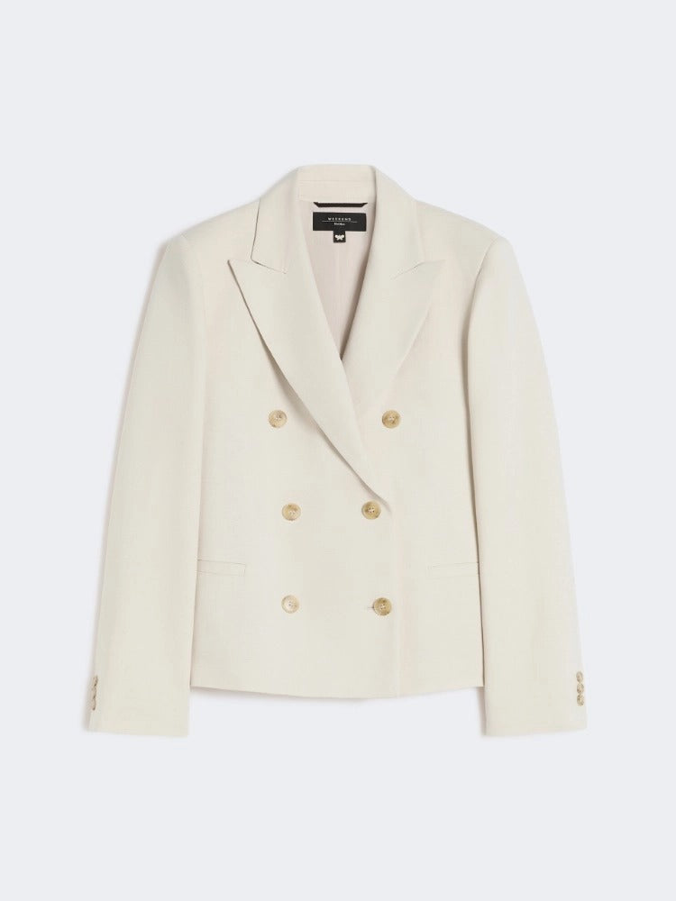 MAX MARA Blazer Nembi Doppiopetto Viscosa Lino-Beige