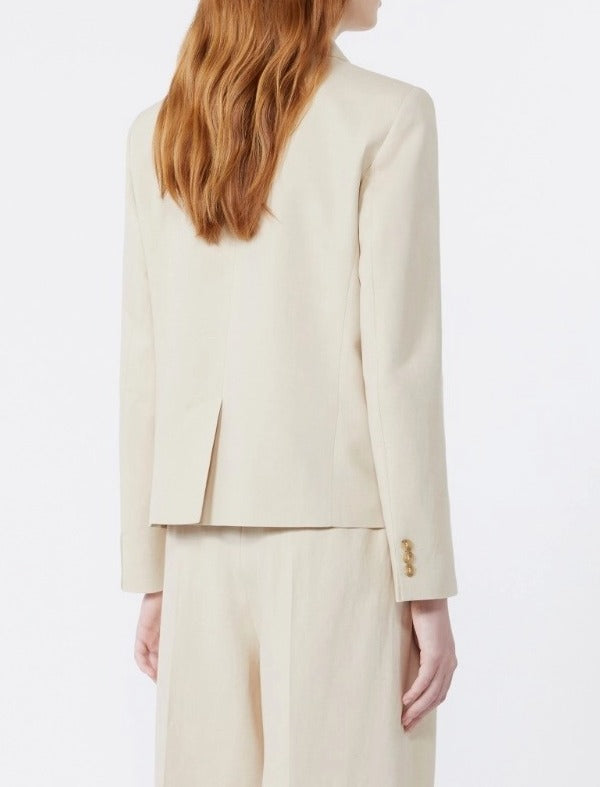MAX MARA Blazer Nembi Doppiopetto Viscosa Lino-Beige