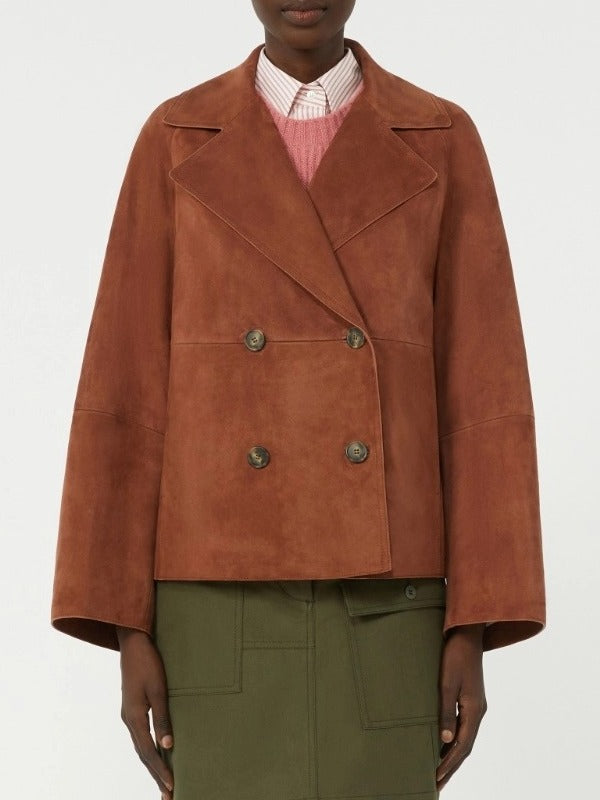 MAX MARA Giacca Sospiro Doppiopetto Suede-Terracotta