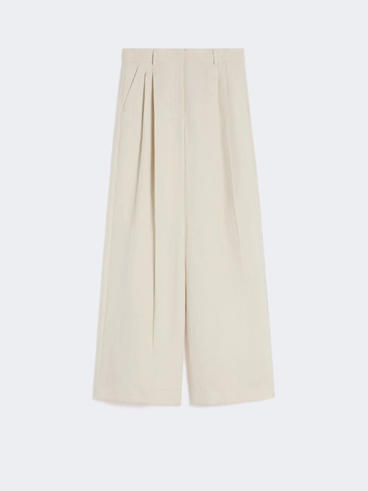 MAX MARA Pantalone Veliero Viscosa Lino-Beige