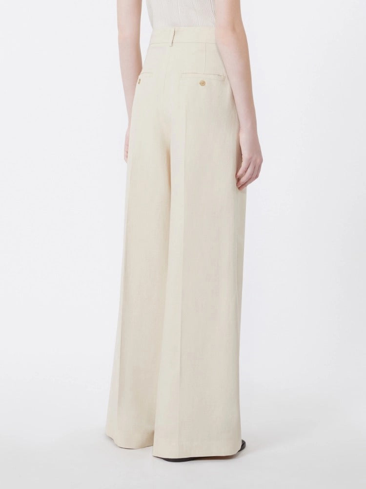 MAX MARA Pantalone Veliero Viscosa Lino-Beige