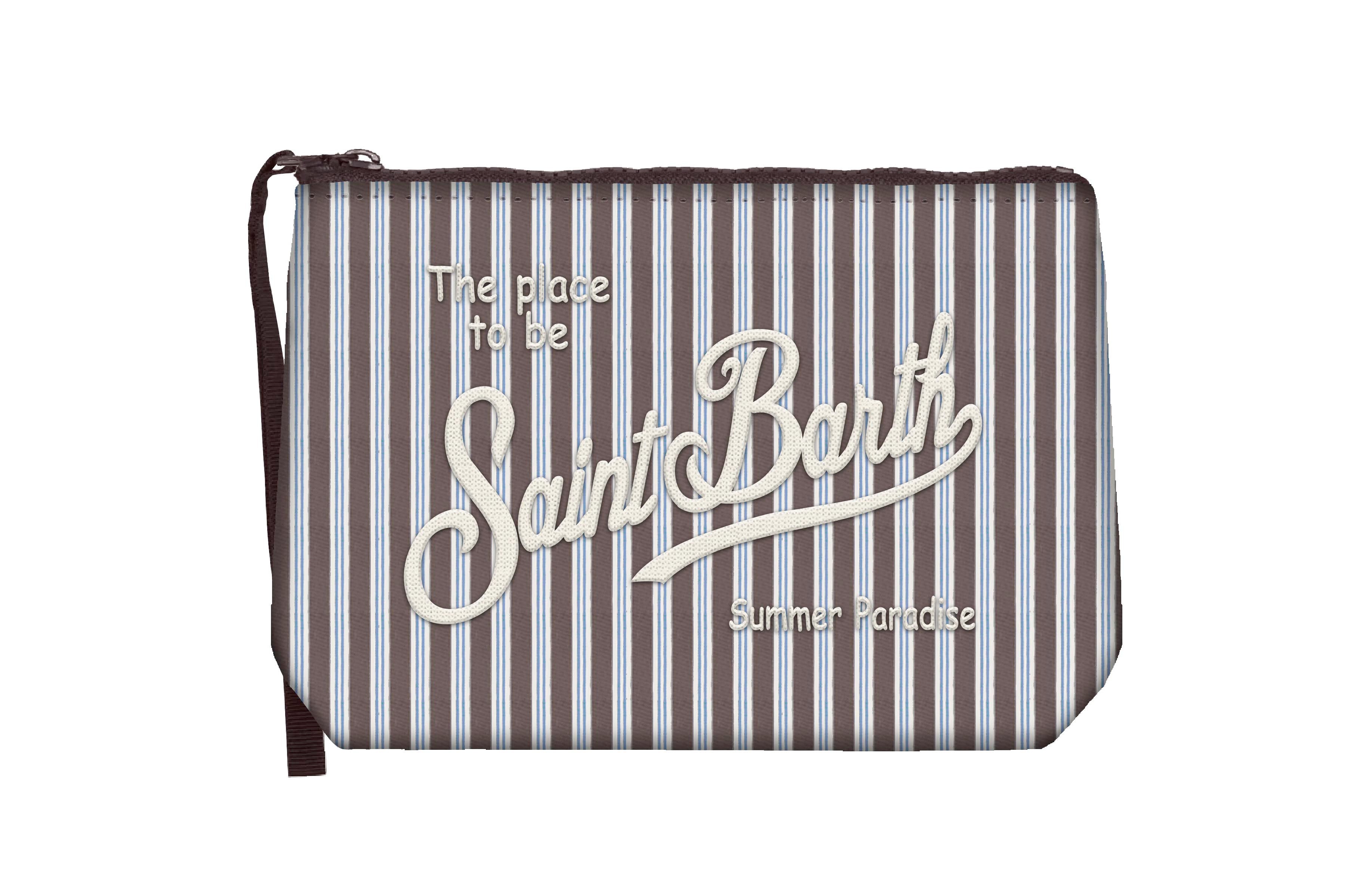 MC2 SAINT BARTH Pochette ALINE COTTON-Micro Triple Stripes Marrone