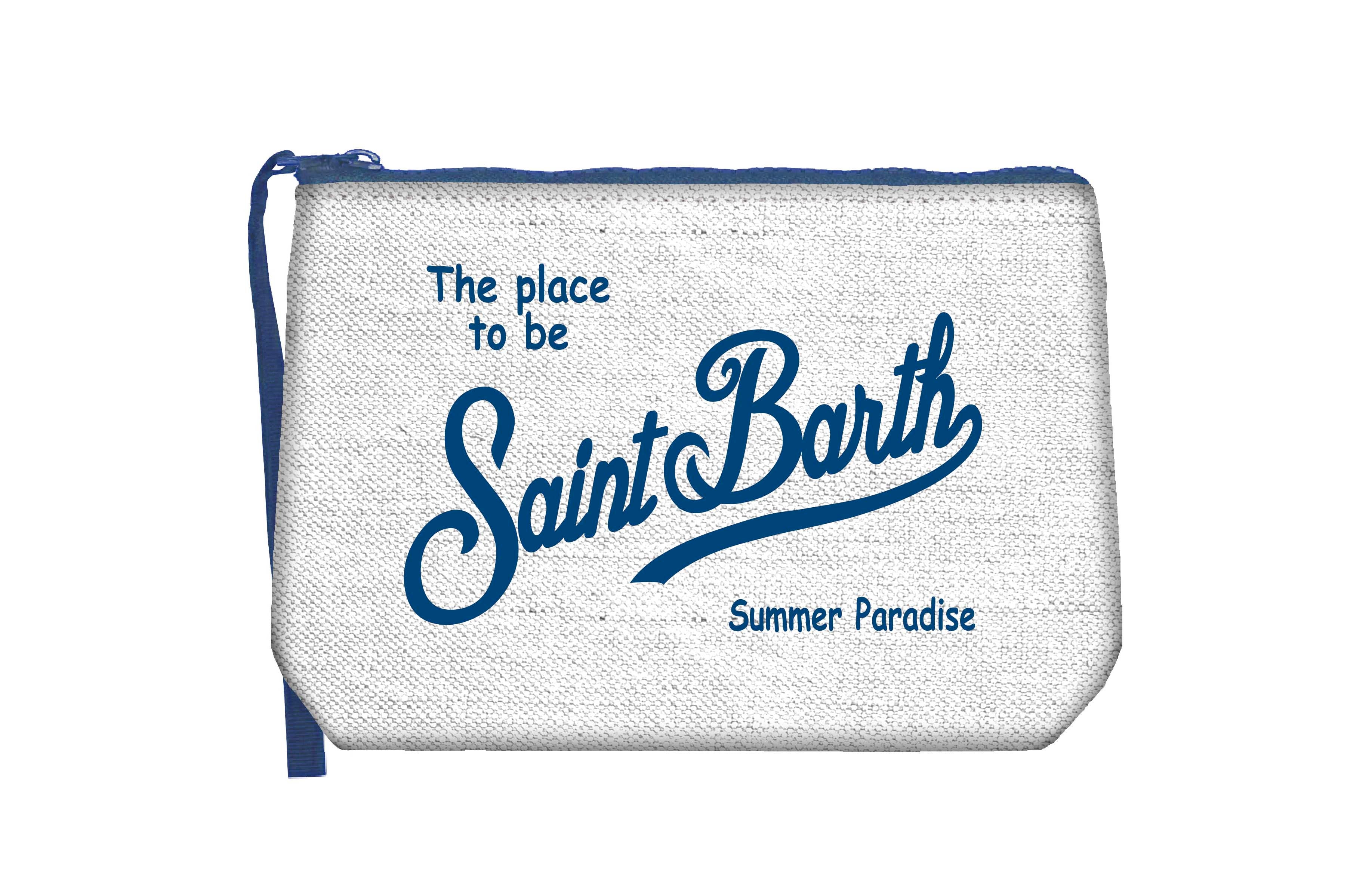MC2 SAINT BARTH Pochette ALINE LINEN-Bianco/Navy