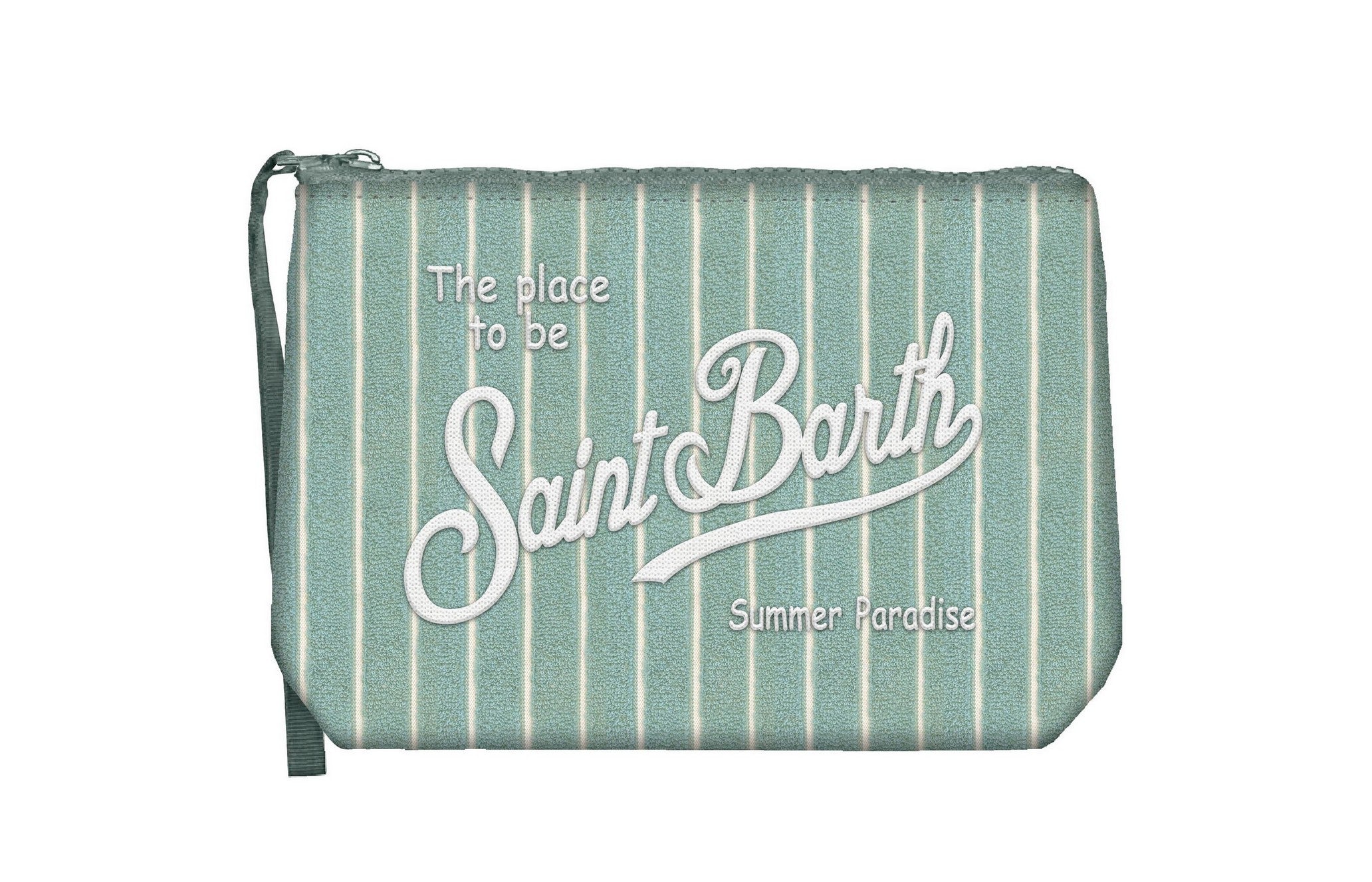 MC2 SAINT BARTH Pochette ALINE SPONGE-Tiny Stripes Verde Salvia