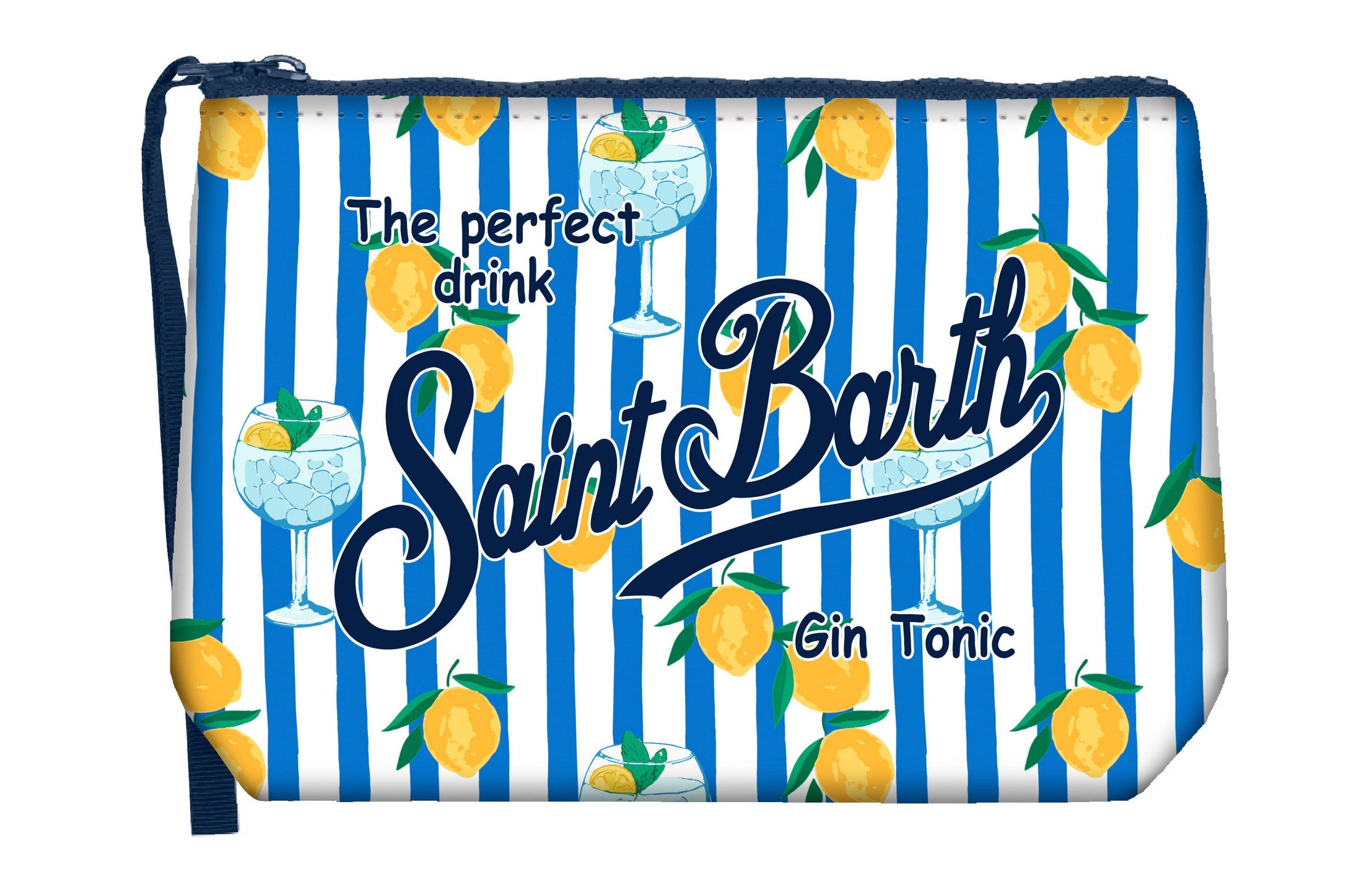 MC2 SAINT BARTH Pochette ALINE-Gin Tonic Lemon Stripes Blu