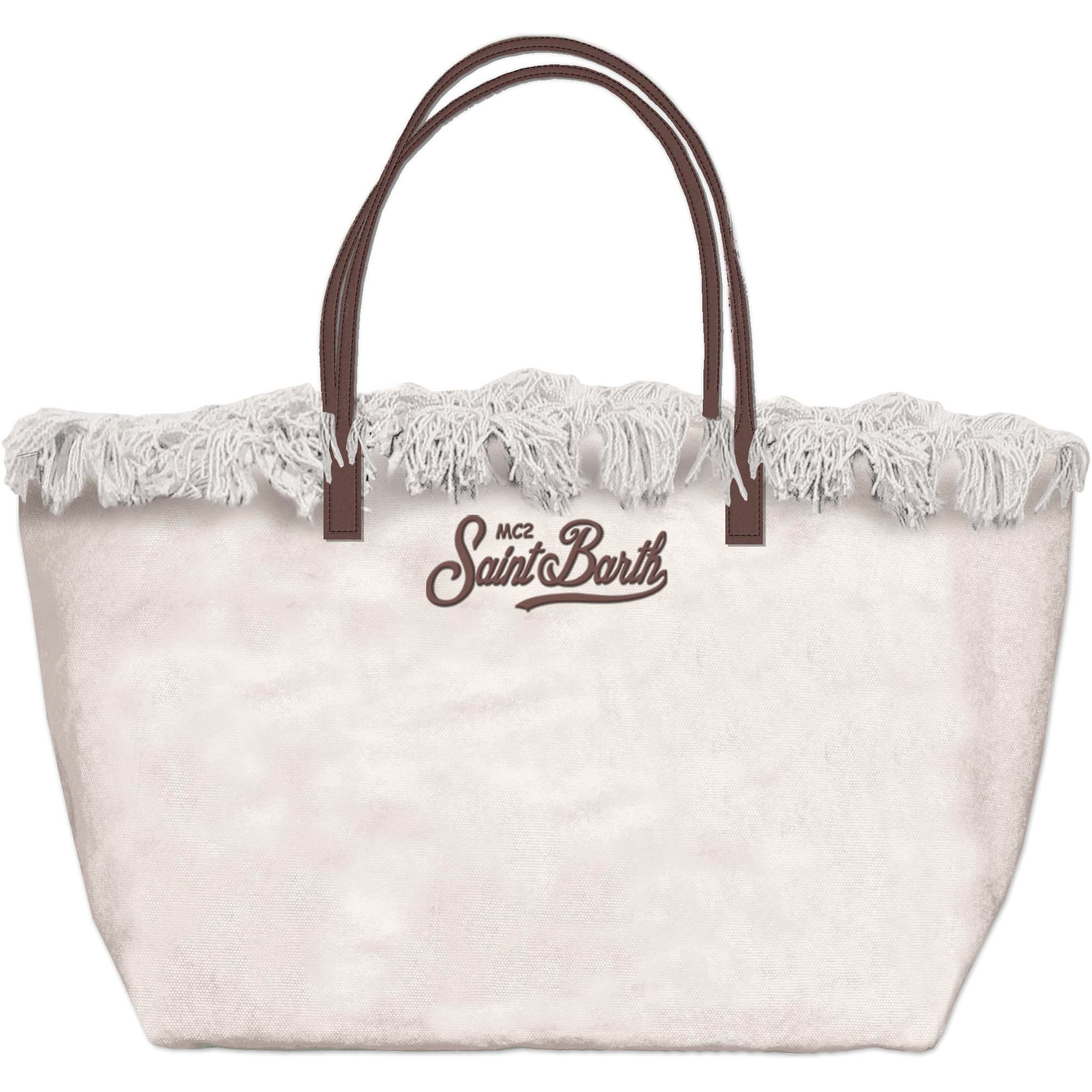 MC2 SAINT BARTH Borsa CITY BAG FRINGE-Bianco