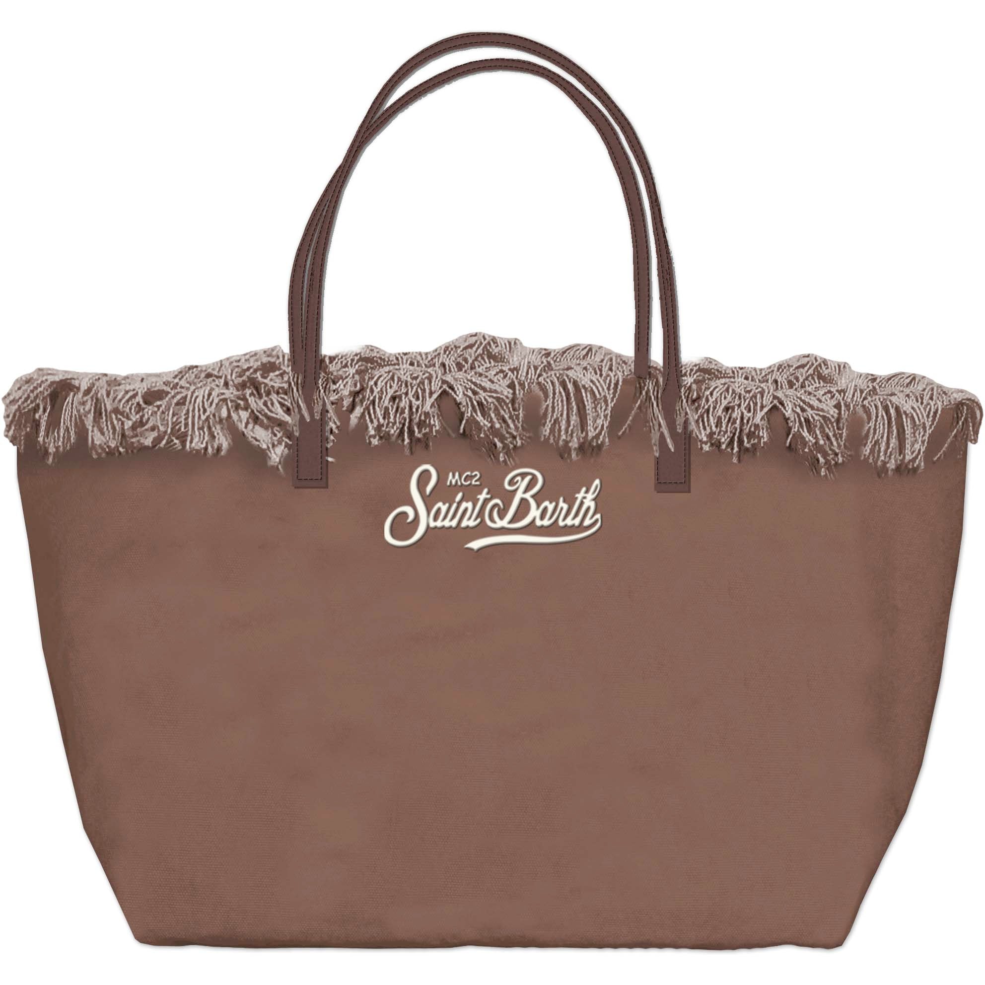 MC2 SAINT BARTH Borsa CITY BAG FRINGE-Marrone