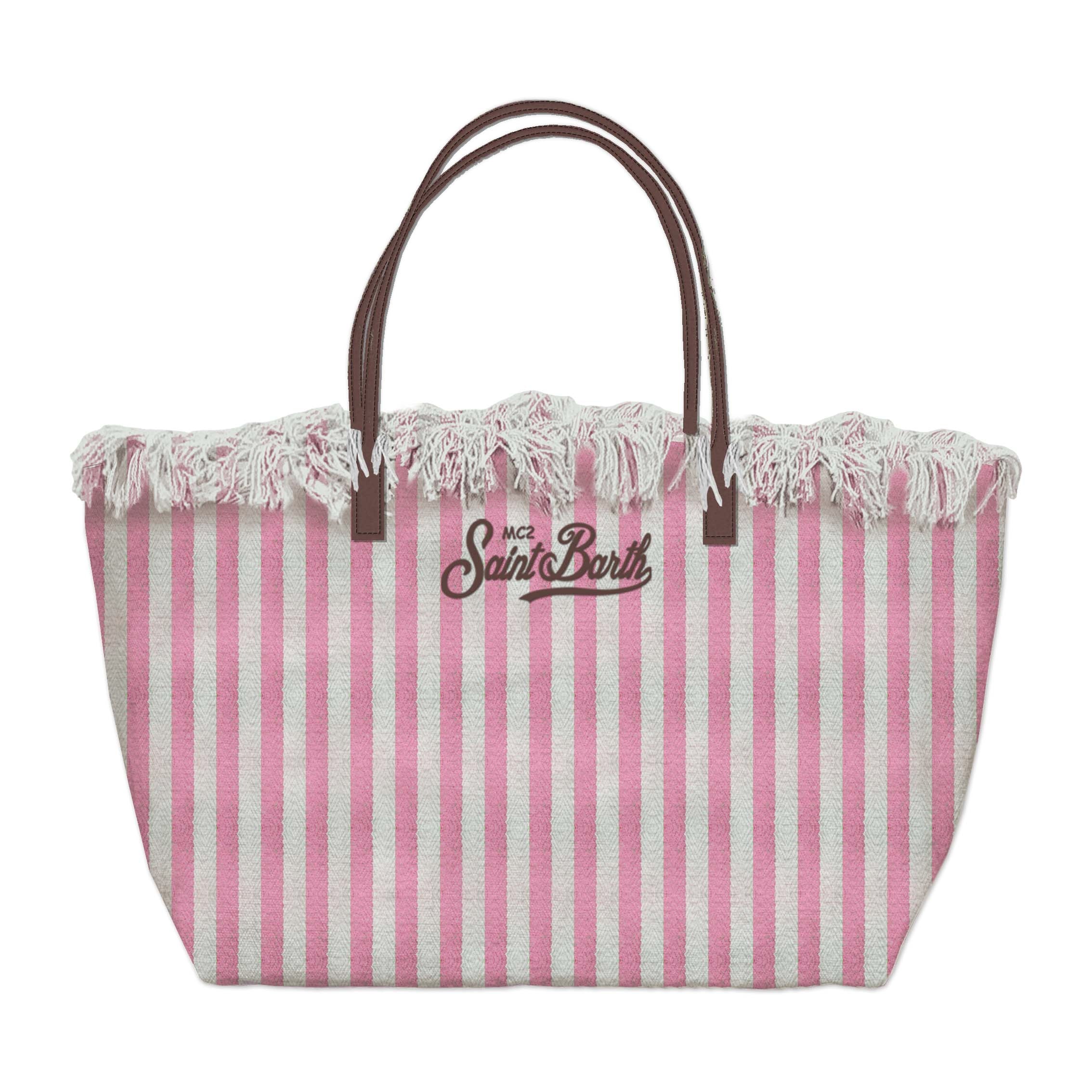 MC2 SAINT BARTH Borsa CITY BAG FRINGE Mid-Stripes Rosa