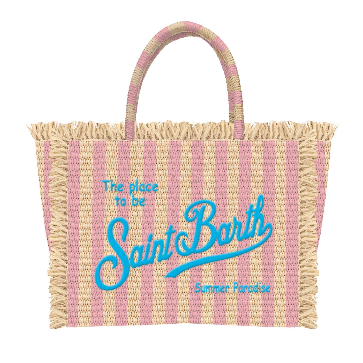 MC2 SAINT BARTH Borsa COLETTE STRAW N-Stripes Beige/Rosa