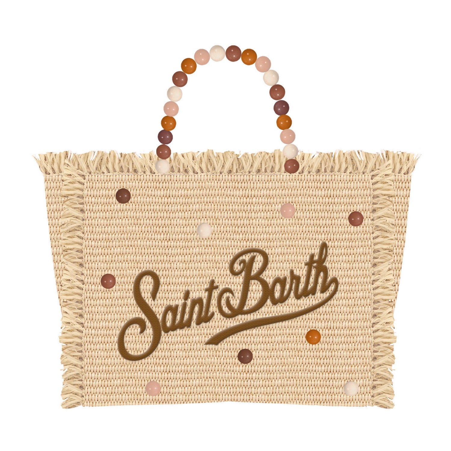 MC2 SAINT BARTH Borsa COLETTE STRAW N-Wood Beads Beige/Marrone