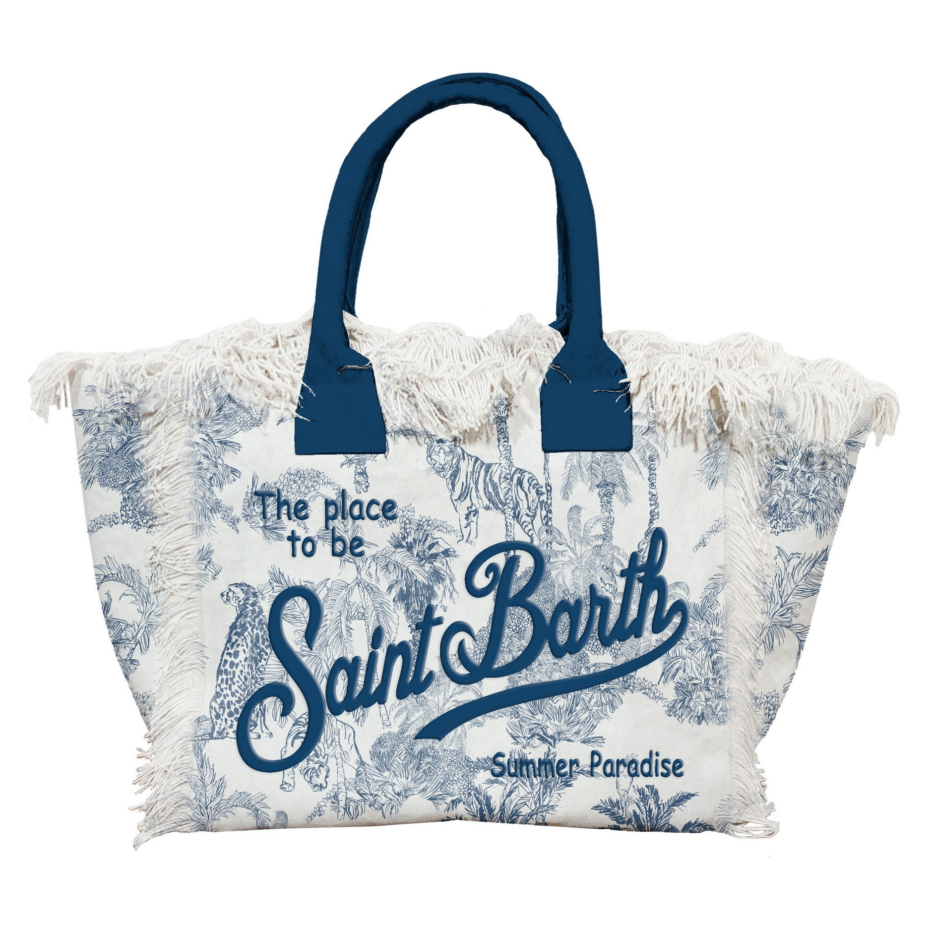 MC2 SAINT BARTH Borsa COLETTE-Jungle Bianco/Navy