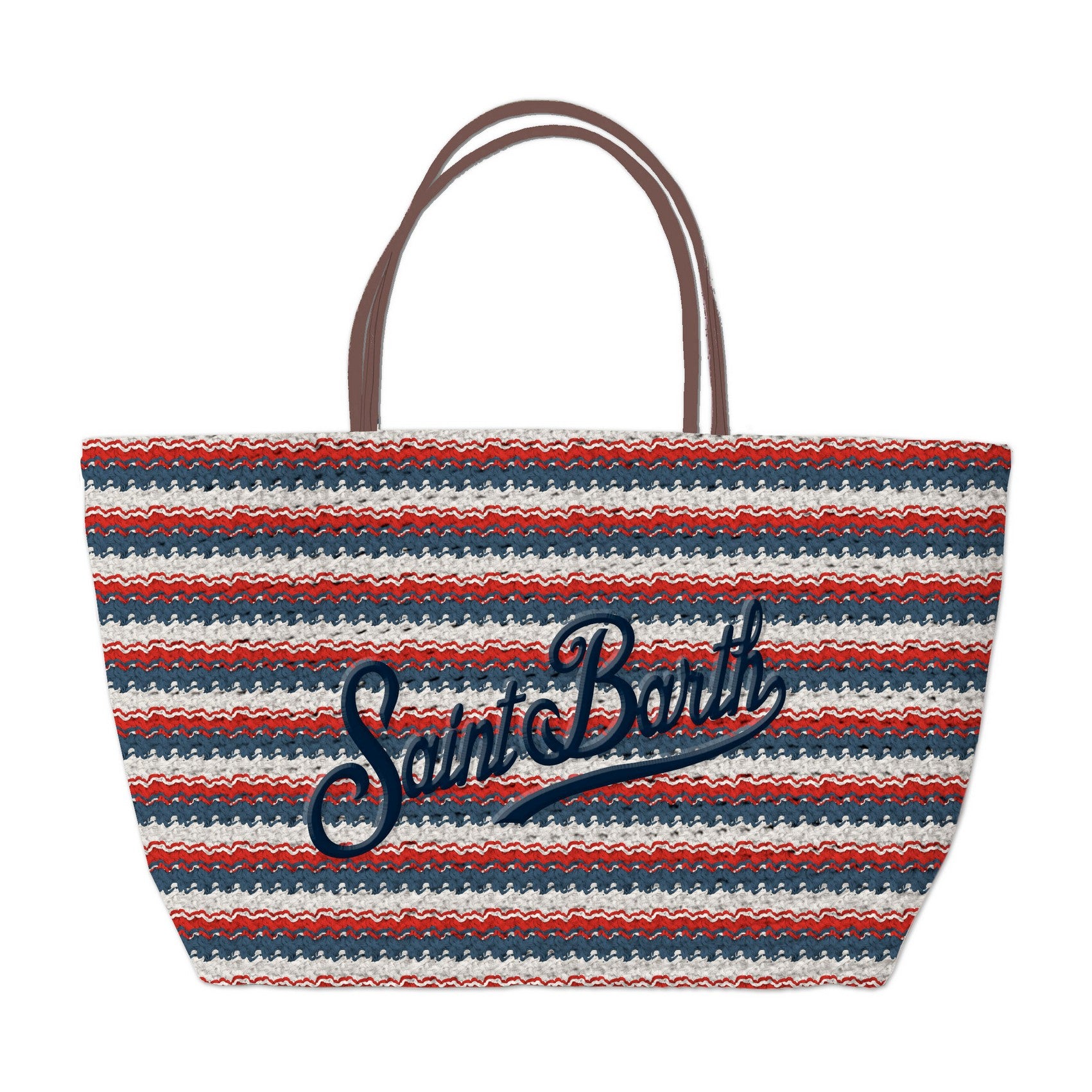 MC2 SAINT BARTH Borsa CROCHET TOTE MID-Stripes Navy/Rosso