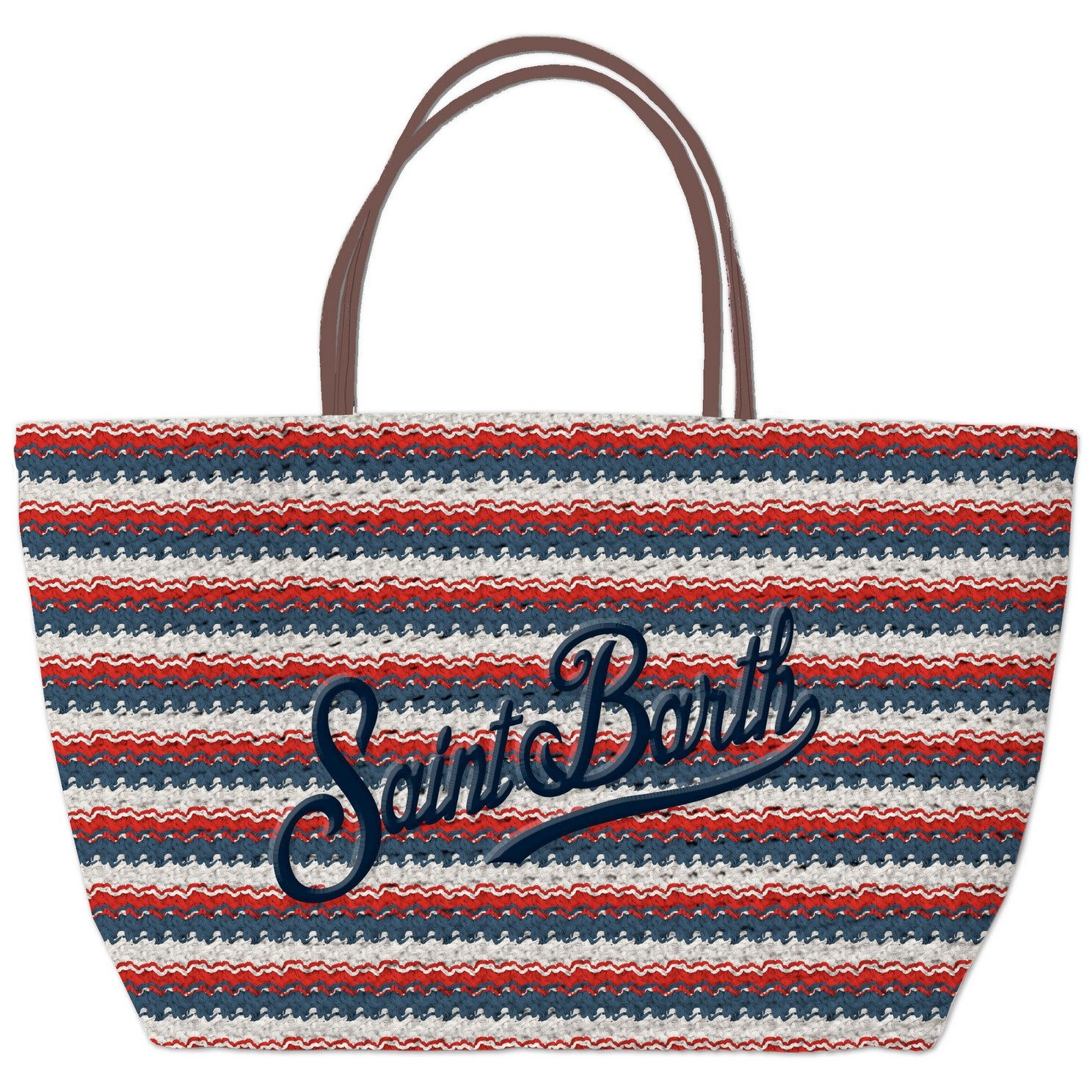 MC2 SAINT BARTH Borsa CROCHET TOTE-Stripes Navy/Rosso