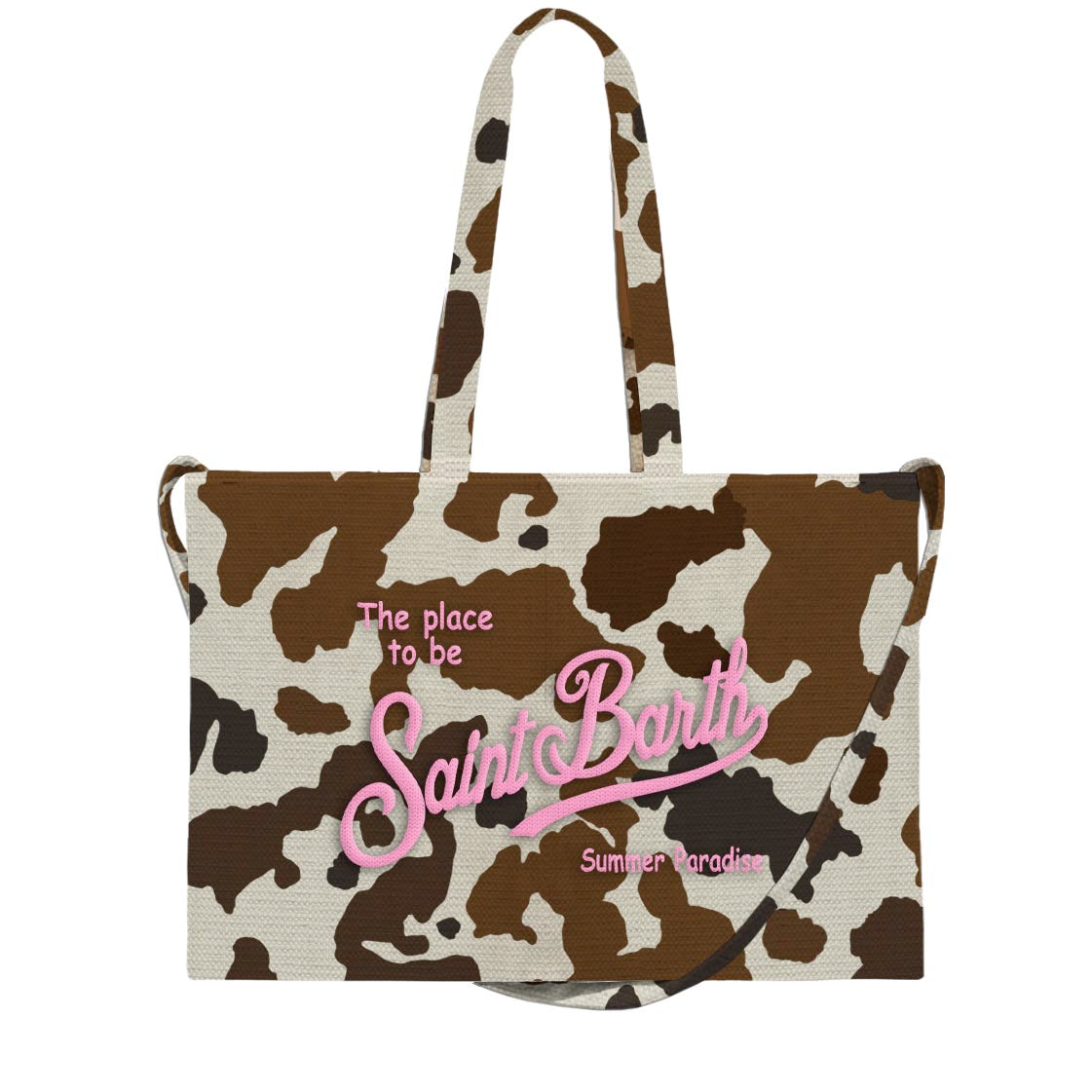 MC2 SAINT BARTH Borsa ESSENTIAL BAG N CANVAS-Cow Skin Bianco/Marrone/Rosa