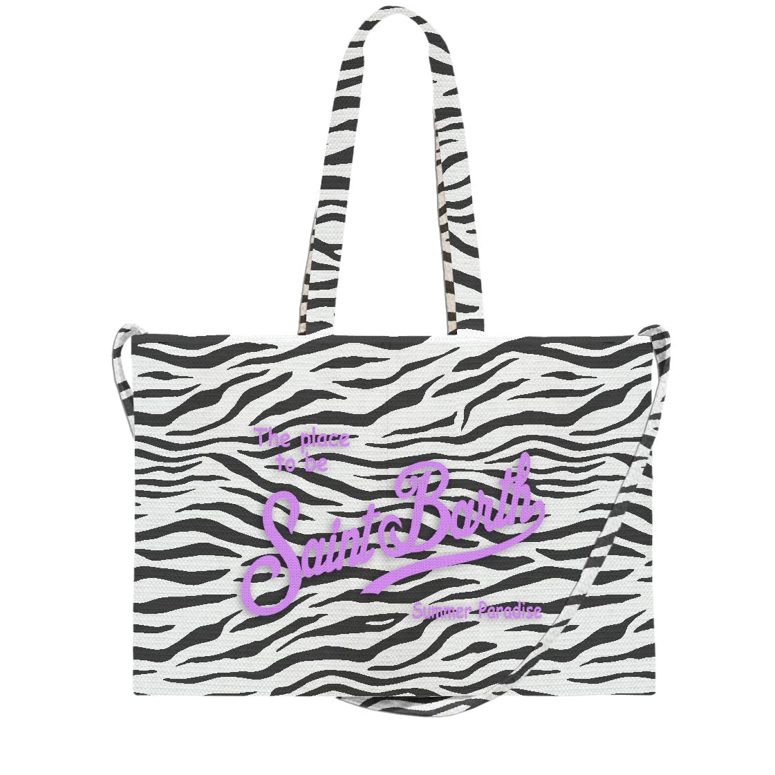 MC2 SAINT BARTH Borsa ESSENTIAL BAG N CANVAS-Zebra Bianco/Nero