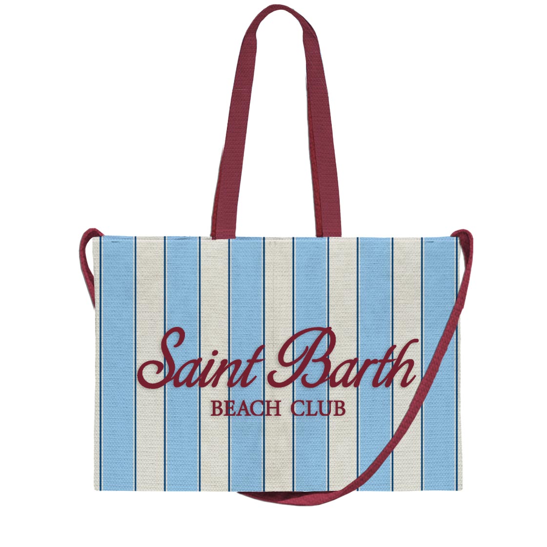 MC2 SAINT BARTH Borsa ESSENTIAL BAG N CANVAS-Beach Stripes Azzurro/Bordeaux