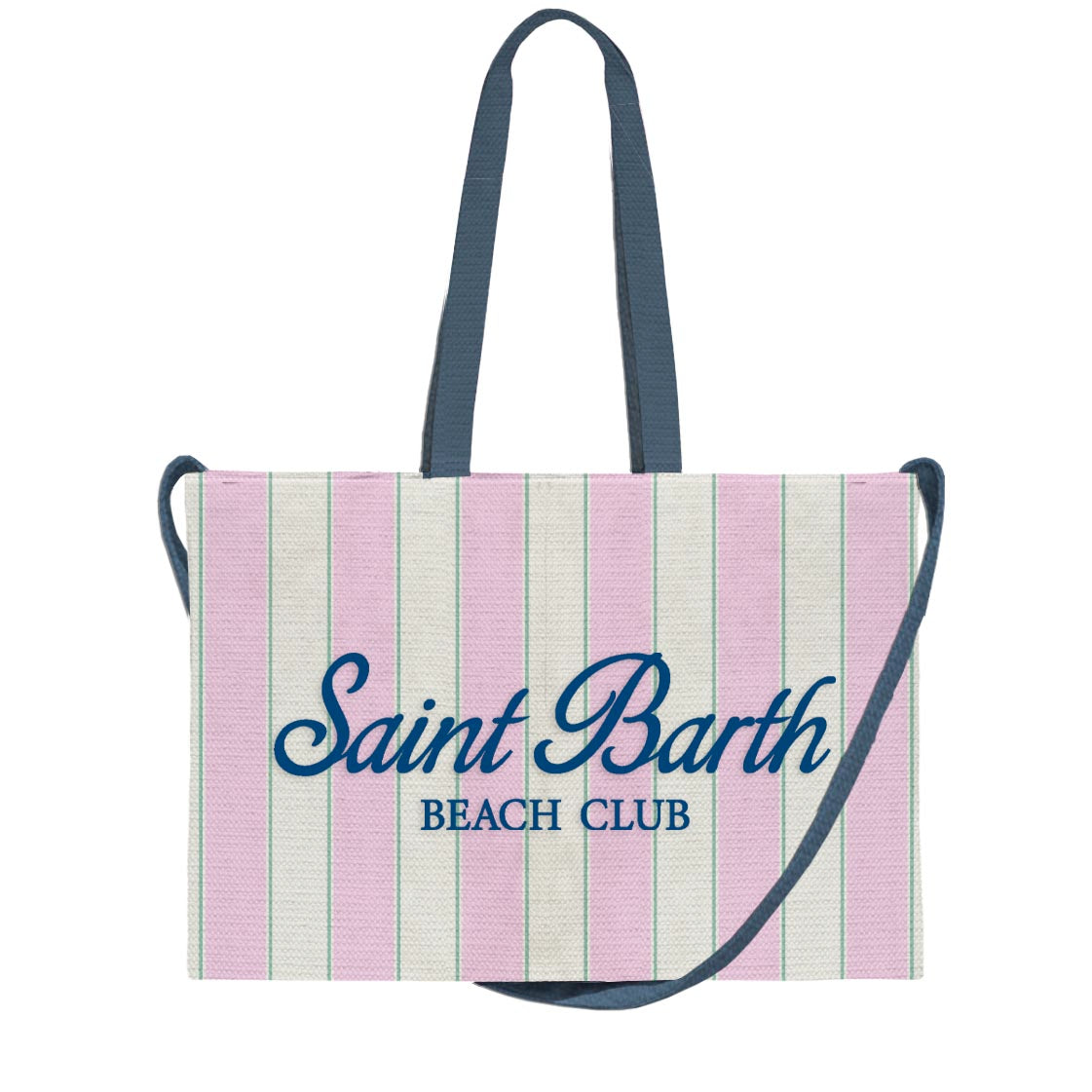 MC2 SAINT BARTH Borsa ESSENTIAL BAG N CANVAS-Beach Stripes Rosa/Navy