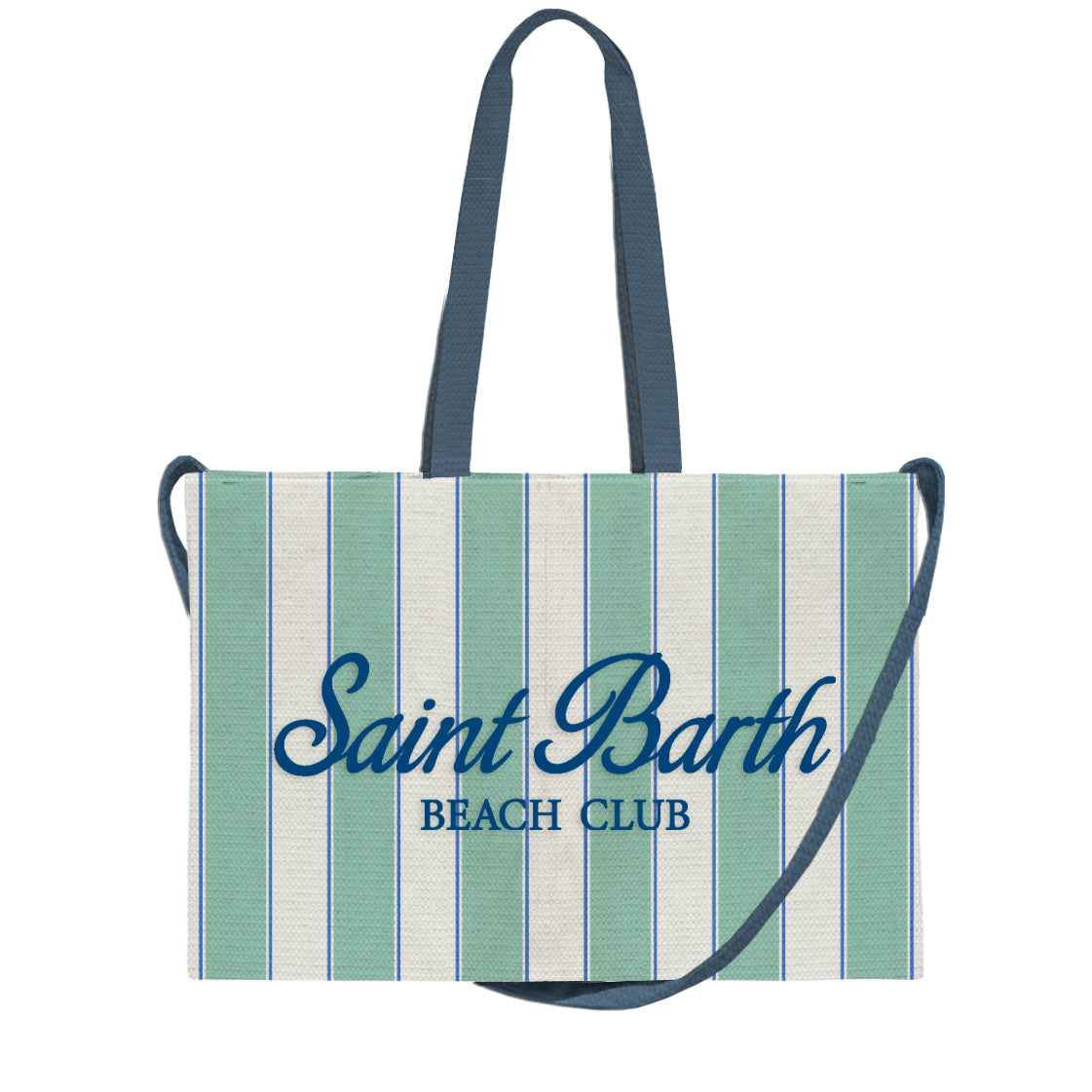 MC2 SAINT BARTH Borsa ESSENTIAL BAG N CANVAS-Beach Stripes Verde Salvia/Navy