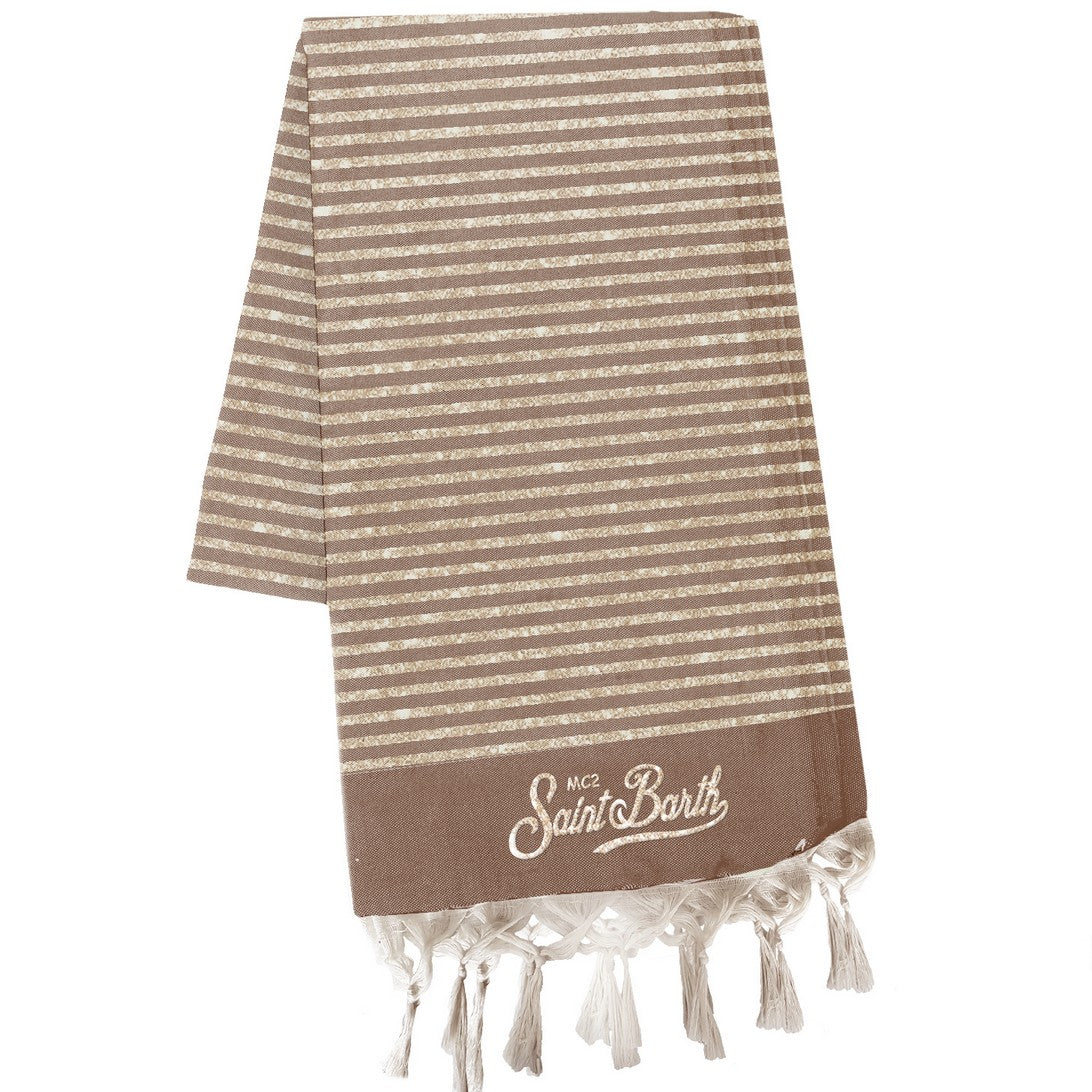 MC2 SAINT BARTH Telo Mare FOUTAS LUREX-Stripes Marrone