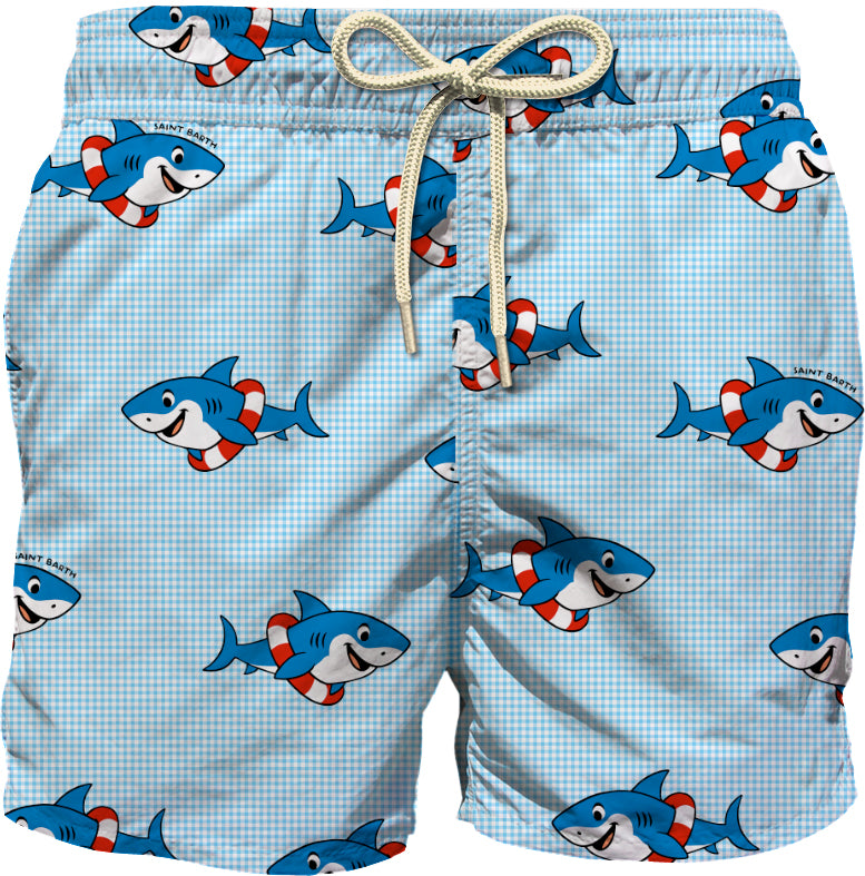 MC2 SAINT BARTH Costume Boxer Bambino JEAN LIGHTING-Shark Azzurro
