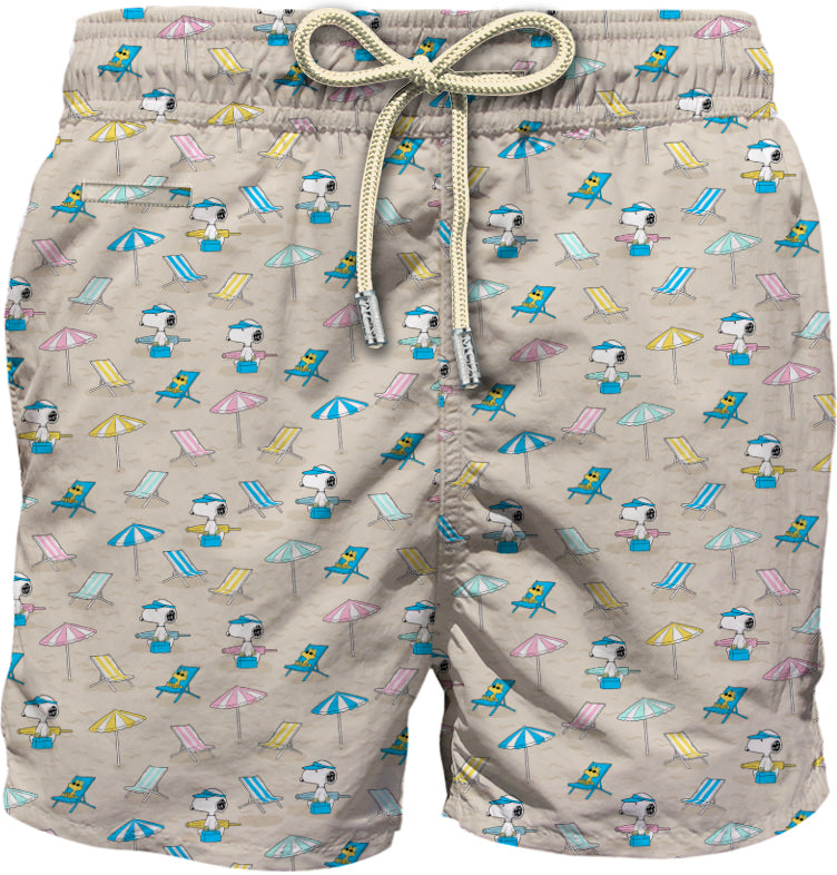 MC2 SAINT BARTH Costume Boxer Uomo LIGHTING MICRO FANTASY-Snoopy Relax Beige