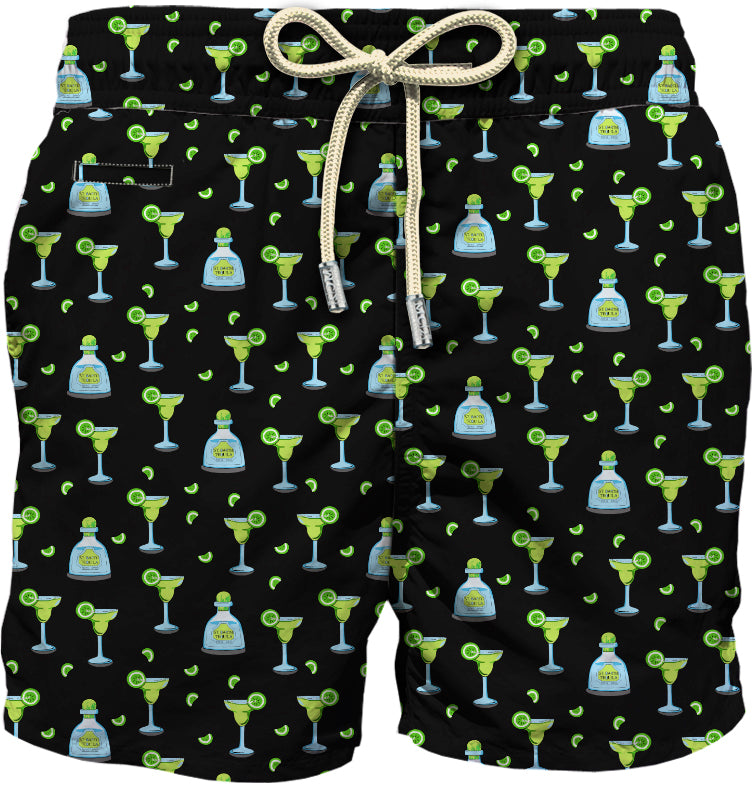 MC2 SAINT BARTH Costume Boxer Uomo LIGHTING MICRO FANTASY-Lime Margarita Nero