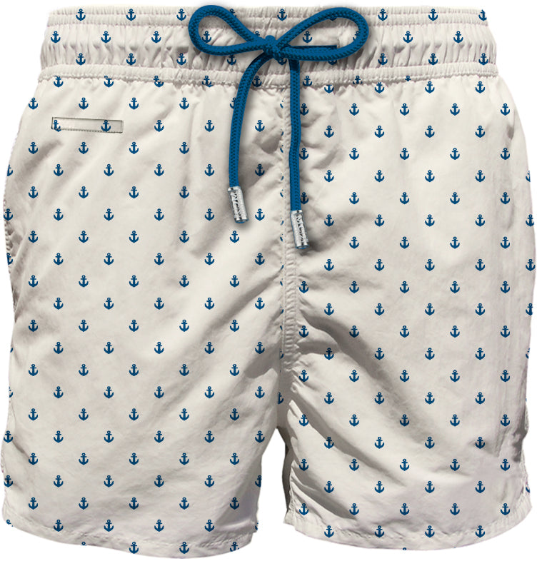 MC2 SAINT BARTH Costume Boxer Uomo LIGHTING MICRO FANTASY-Micro Anchor Bianco