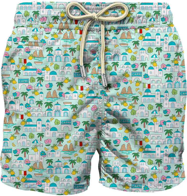 MC2 SAINT BARTH Costume Boxer Uomo LIGHTING MICRO FANTASY-Capri Verde Acqua