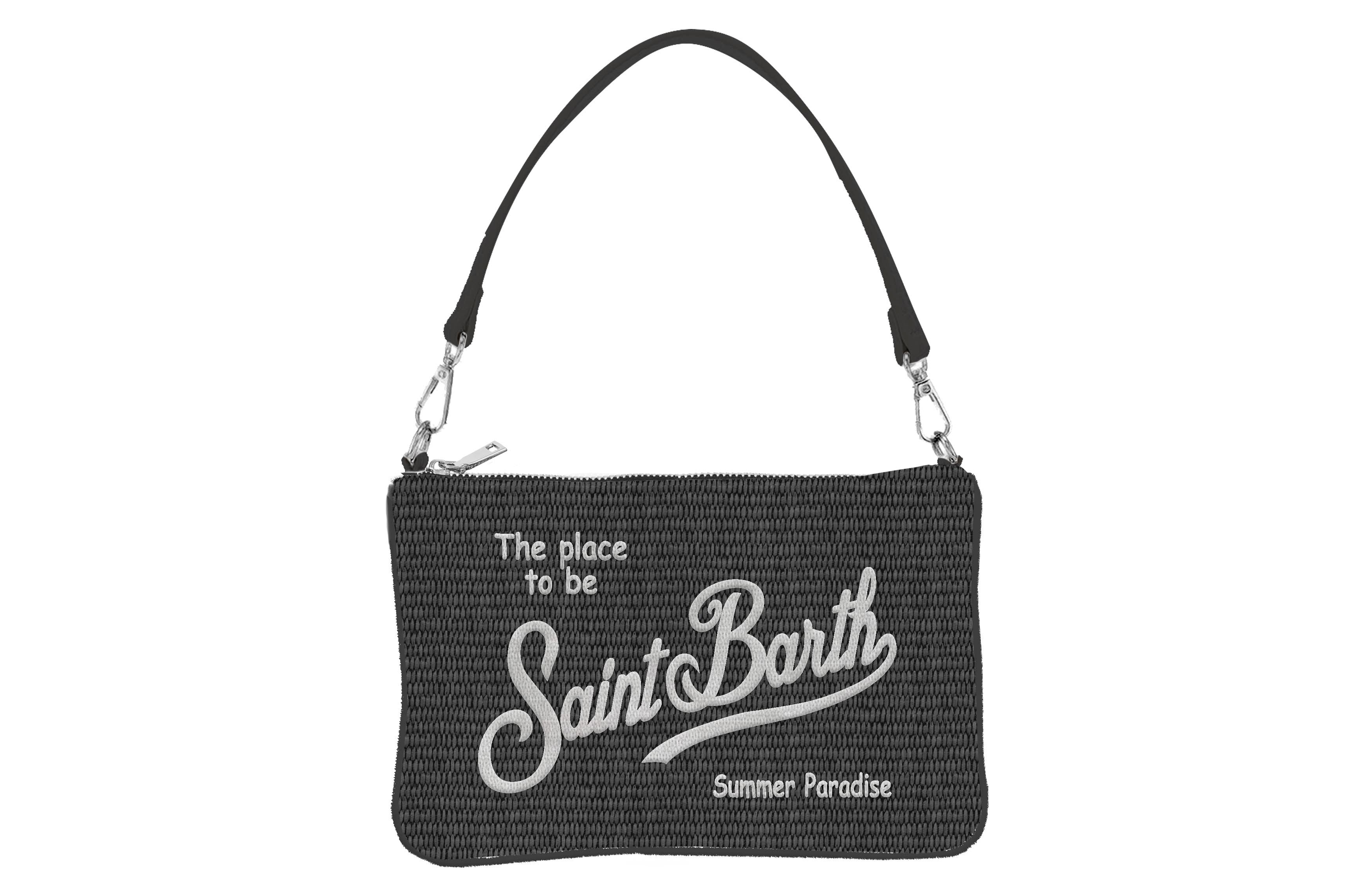 MC2 SAINT BARTH Pochette PARISIENNE MINI STRAW-Nero