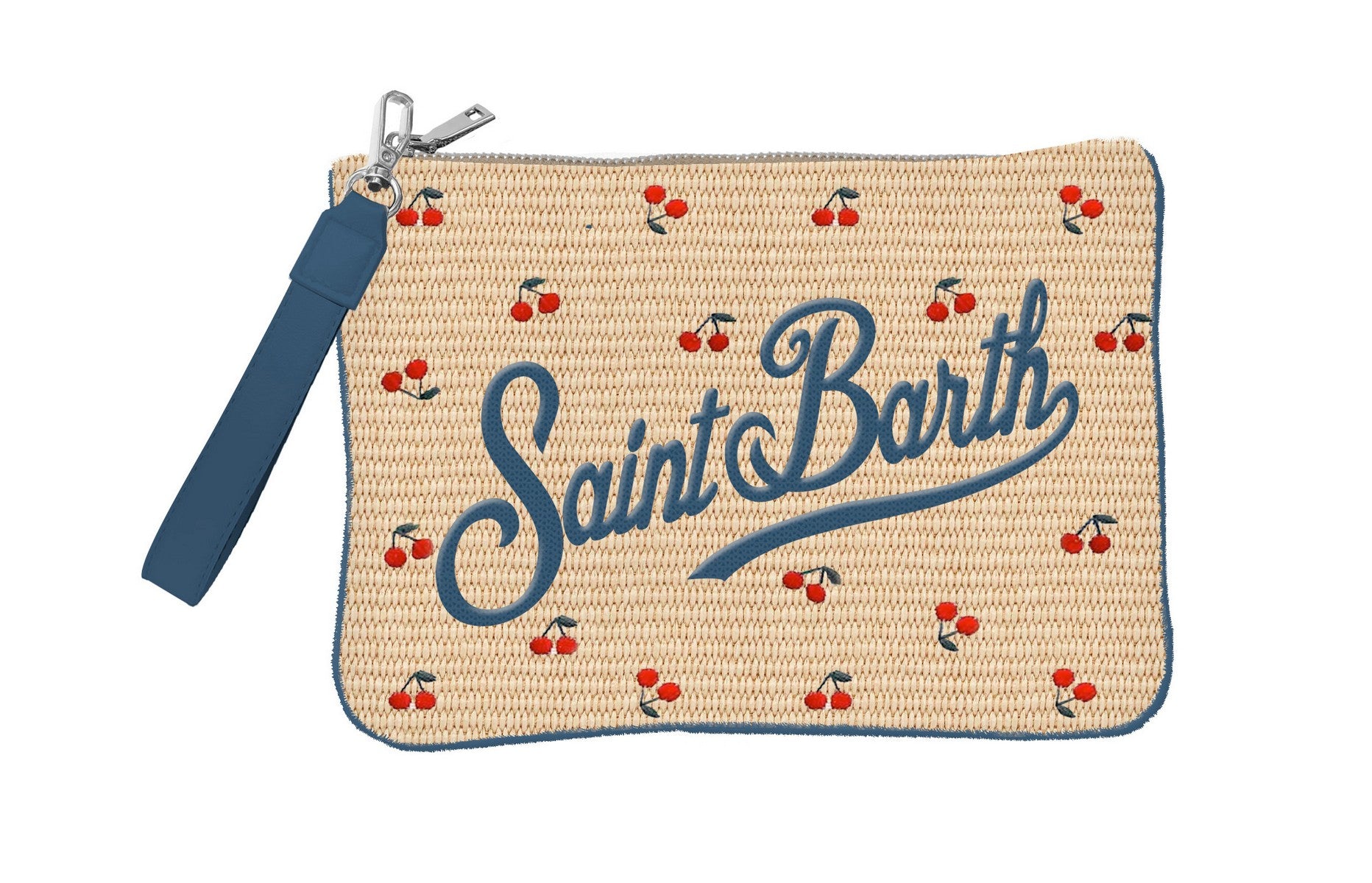 MC2 SAINT BARTH Pochette PARISIENNE STRAW-Cherry Beige/Navy
