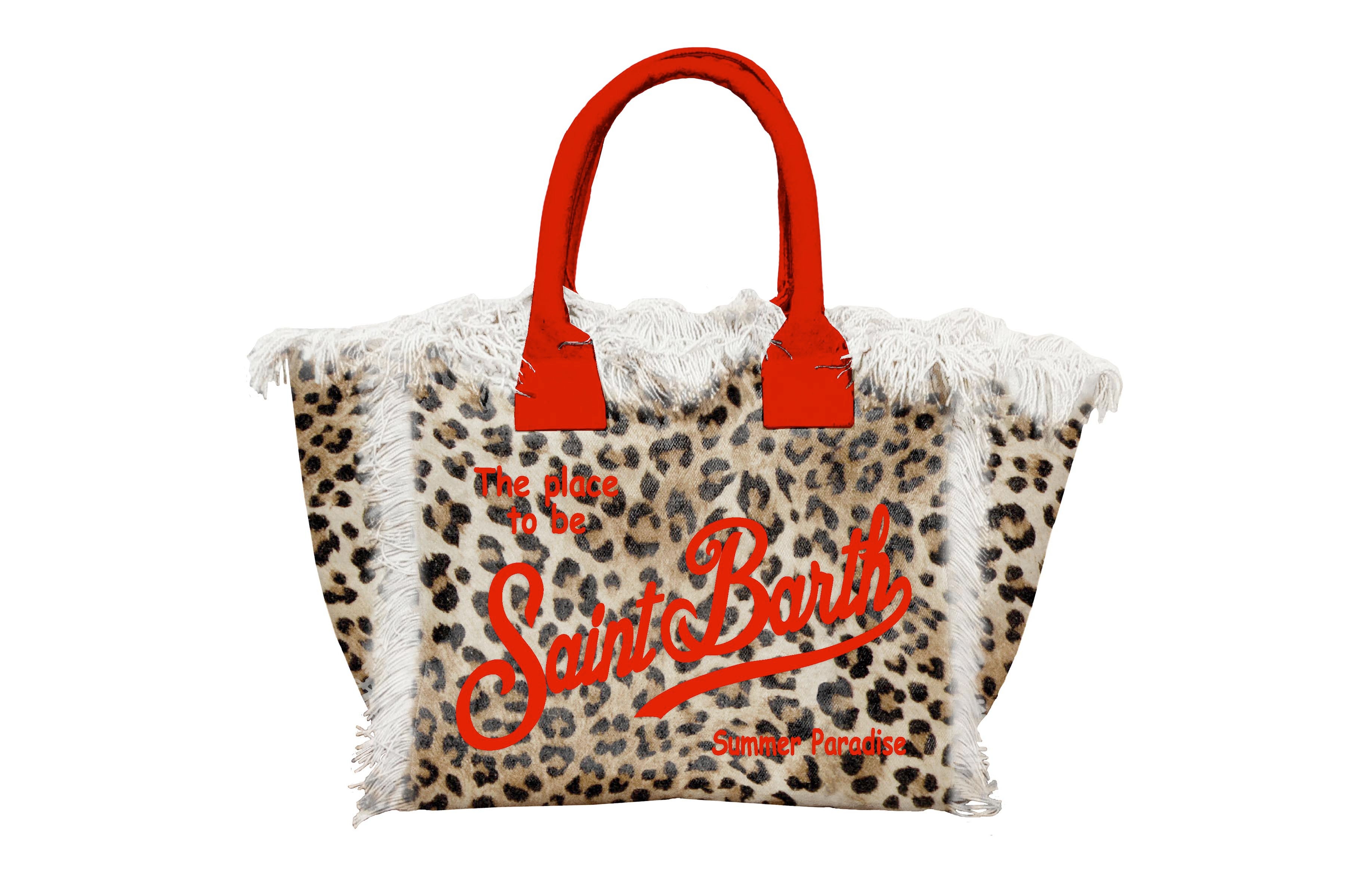 MC2 SAINT BARTH Borsa VANITY MINI-Leopard Sand/Rosso