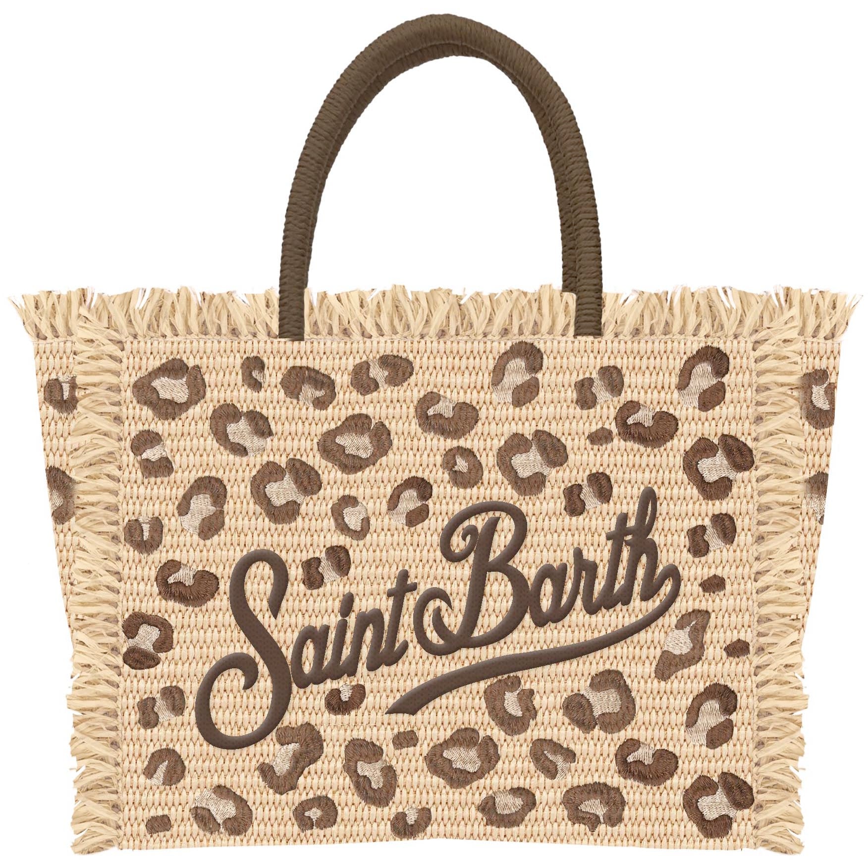 MC2 SAINT BARTH Borsa VANITY STRAW N-Leopard Beige/Marrone
