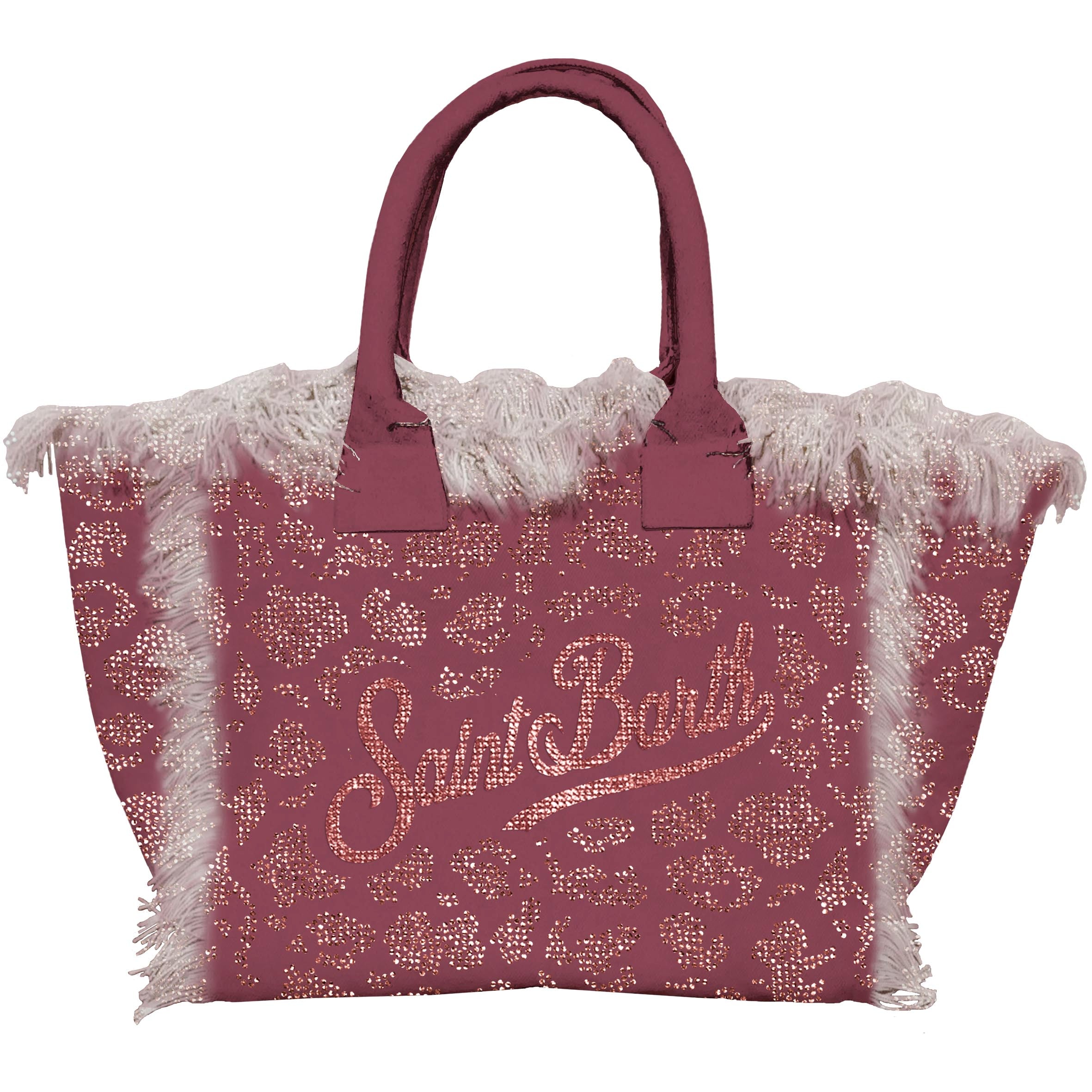 MC2 SAINT BARTH Borsa VANITY-Strass Leopard Bordeaux