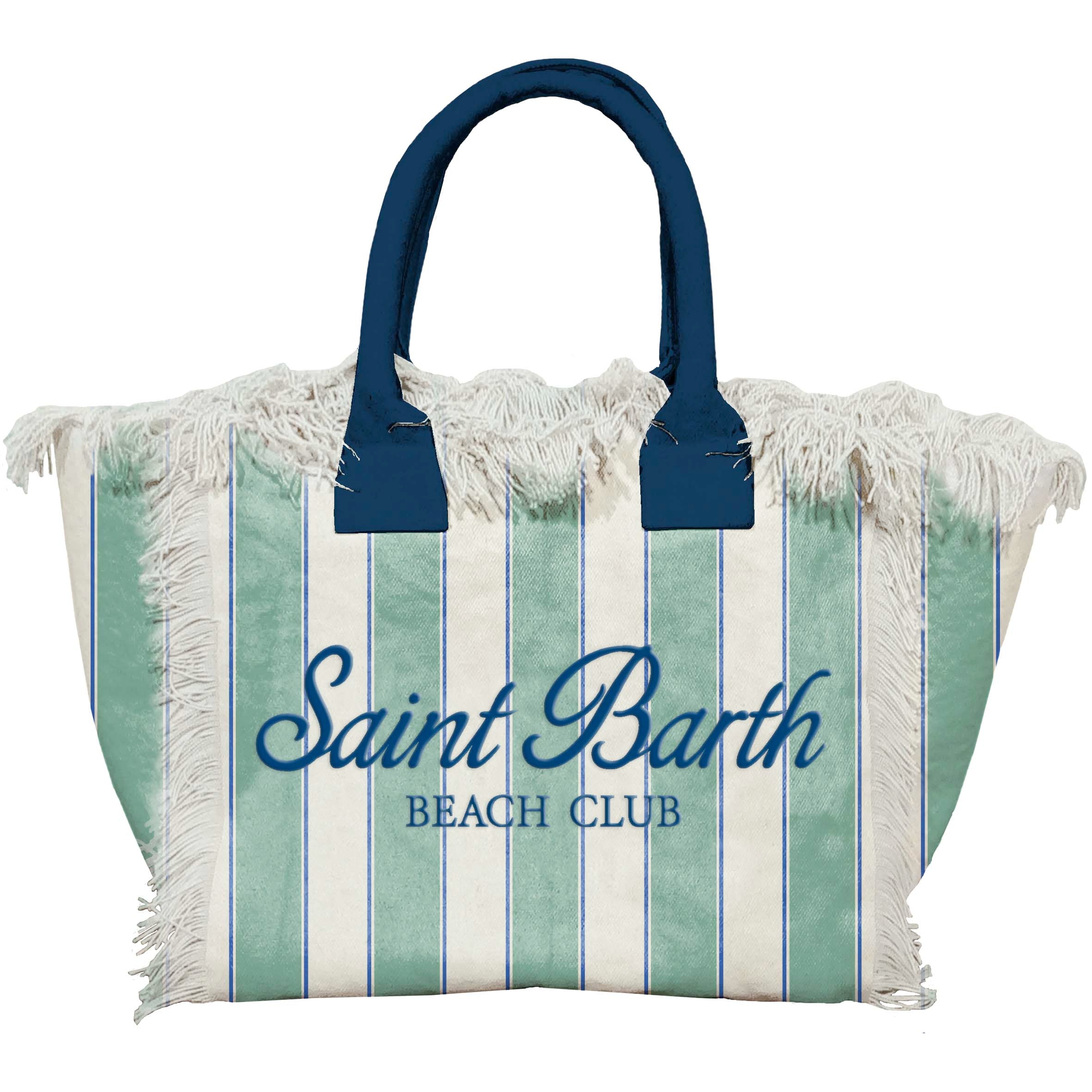 MC2 SAINT BARTH Borsa VANITY-Beach Stripes Verde Salvia/Navy
