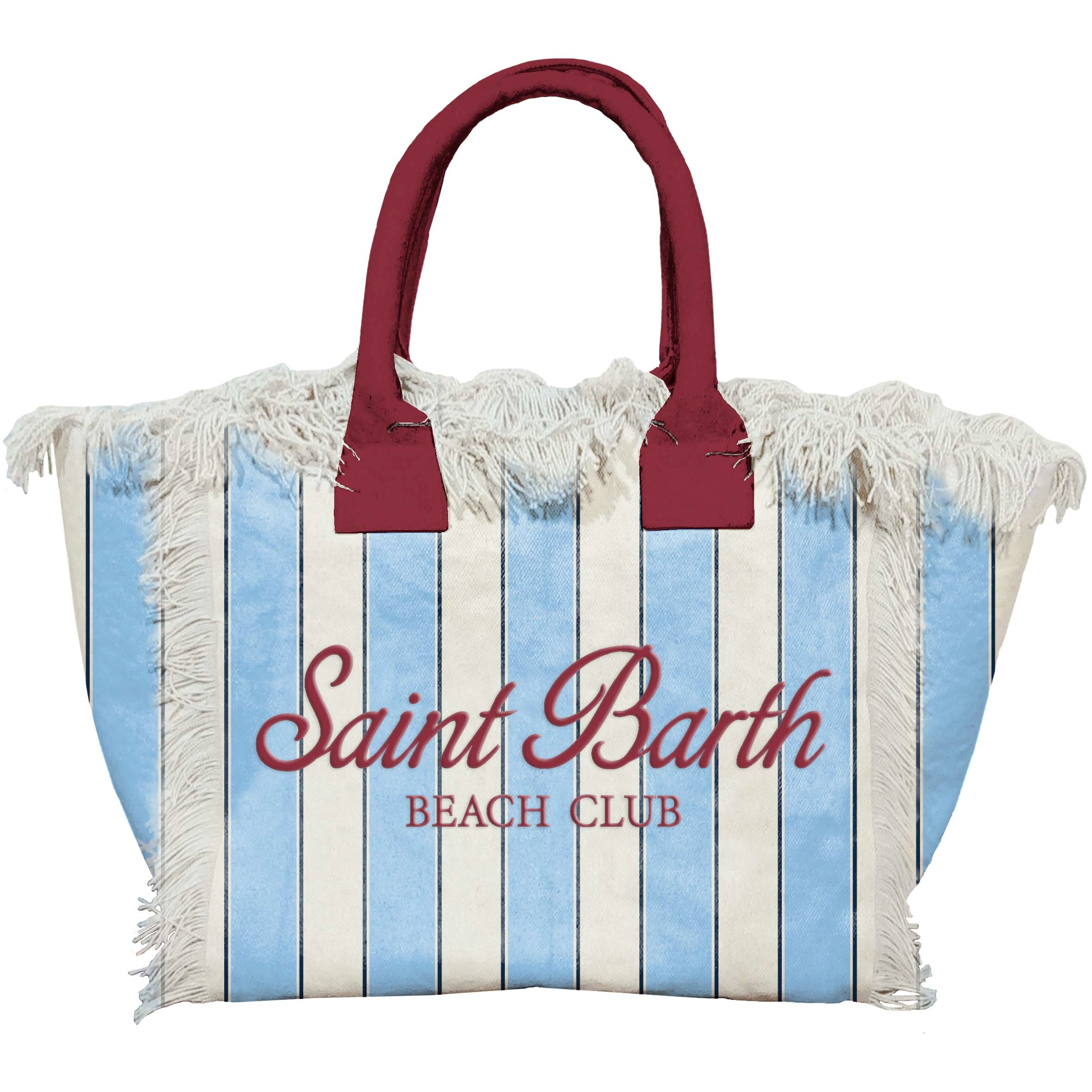 MC2 SAINT BARTH Borsa VANITY-Beach Stripes Azzurro/Bordeaux