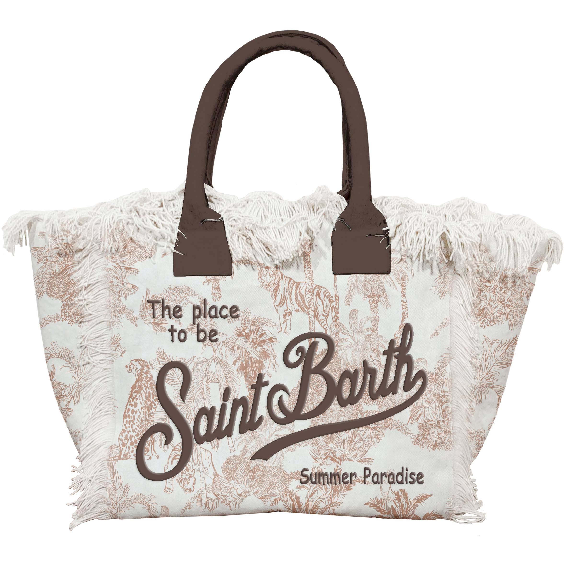 MC2 SAINT BARTH Borsa VANITY-Jungle Bianco/Marrone