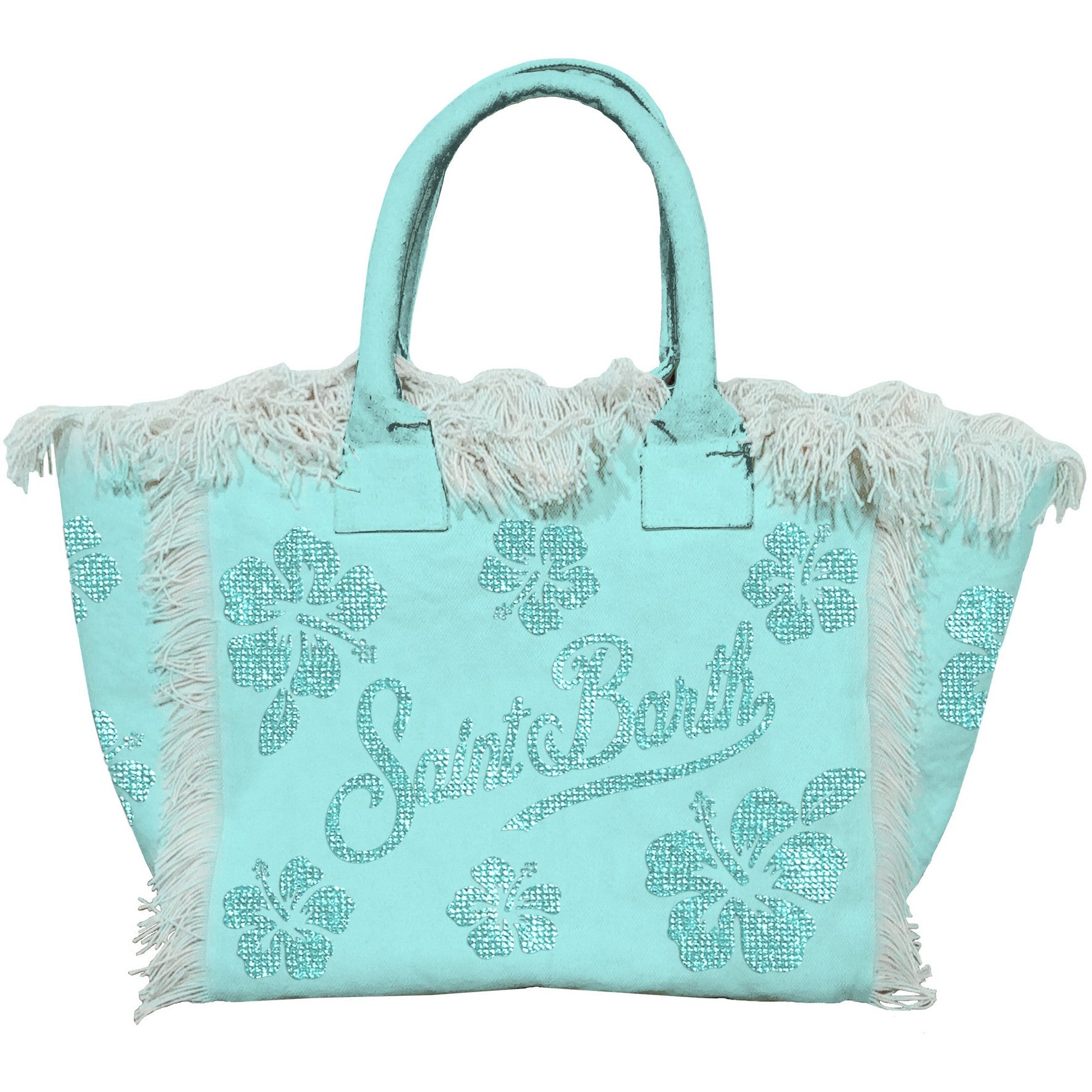 MC2 SAINT BARTH Borsa VANITY-Strass Hibiscus Verde Acqua