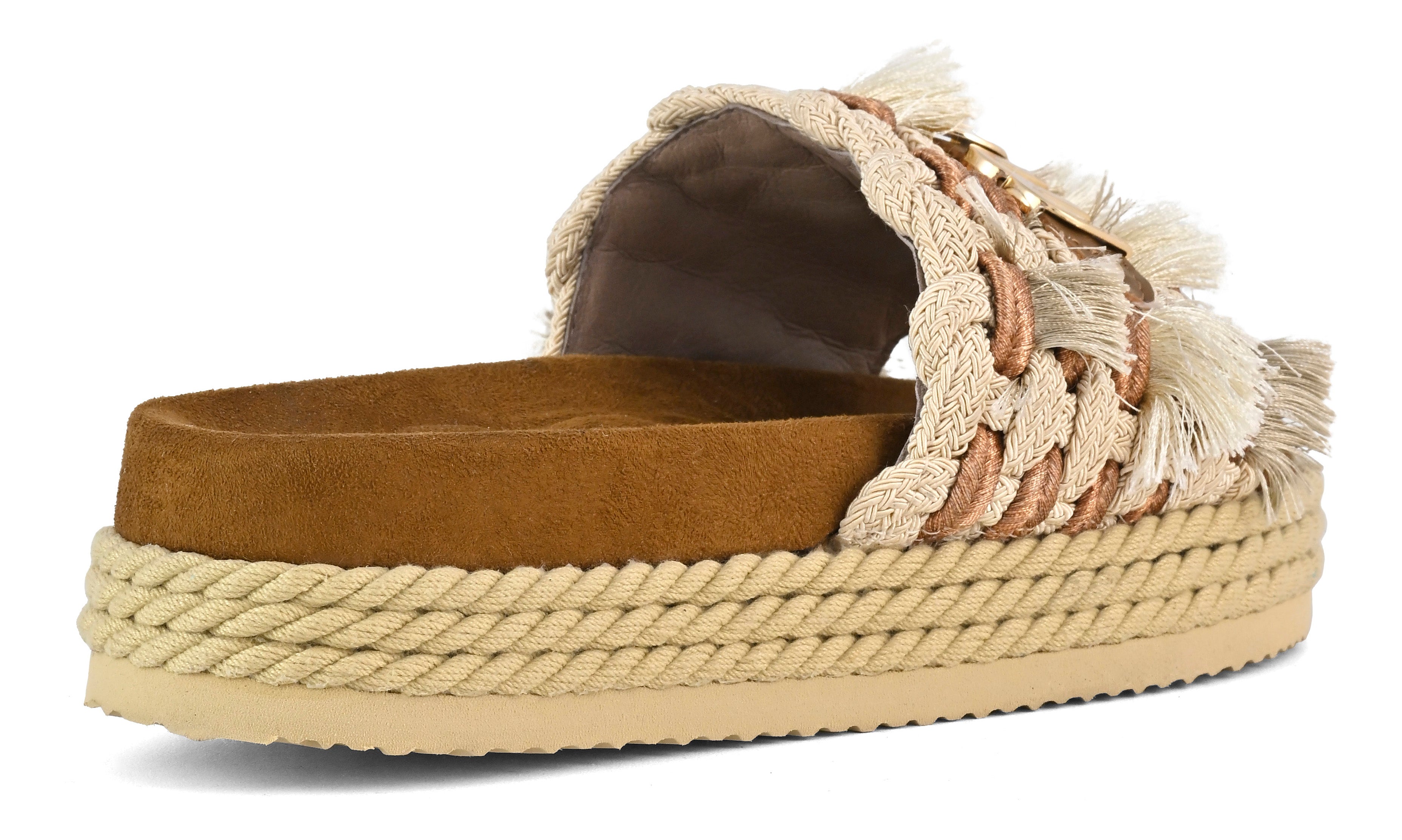 MOU Sandalo Donna MONOBAND ROPE SANDAL FRINGES-Beige