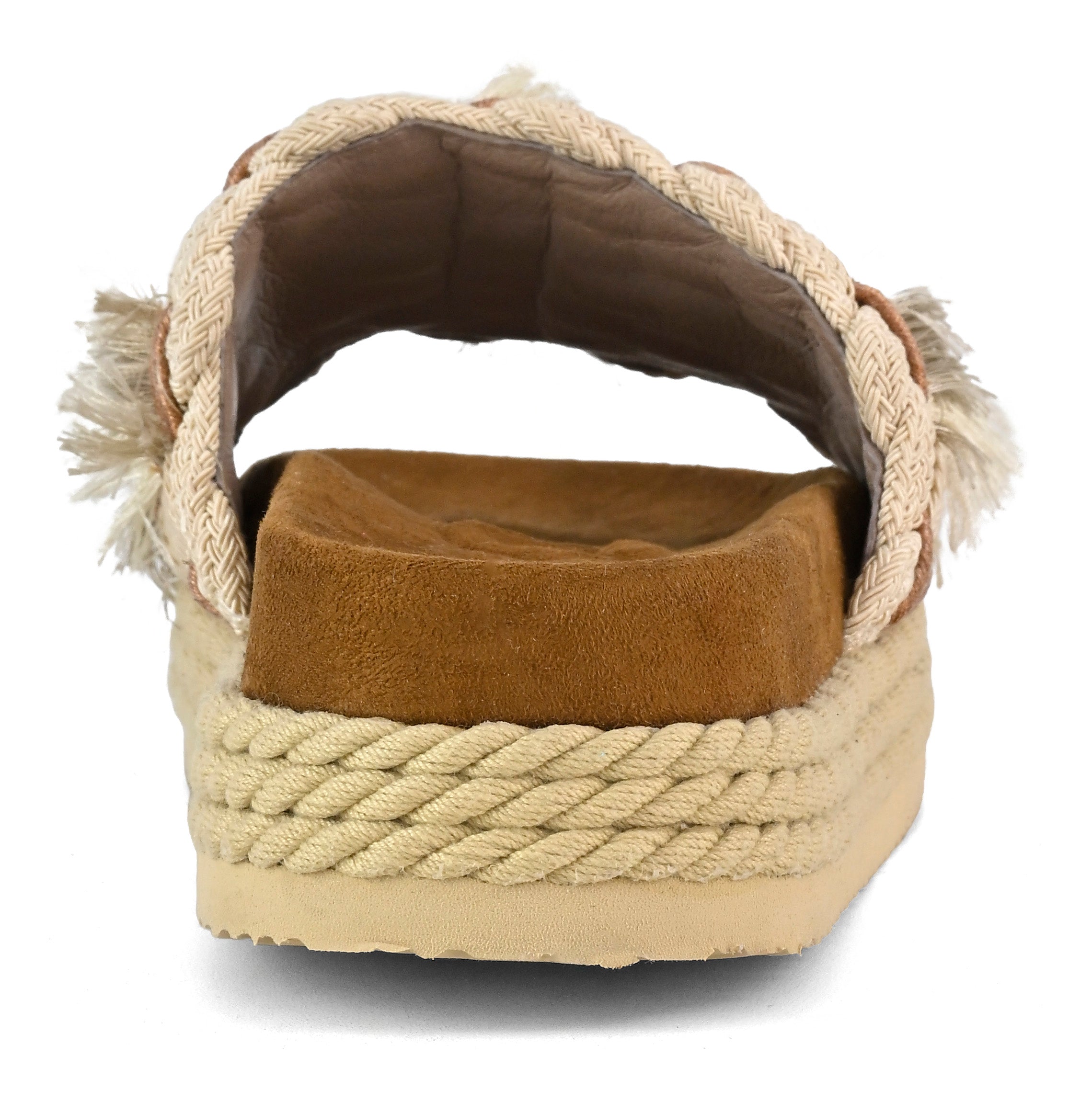 MOU Sandalo Donna MONOBAND ROPE SANDAL FRINGES-Beige