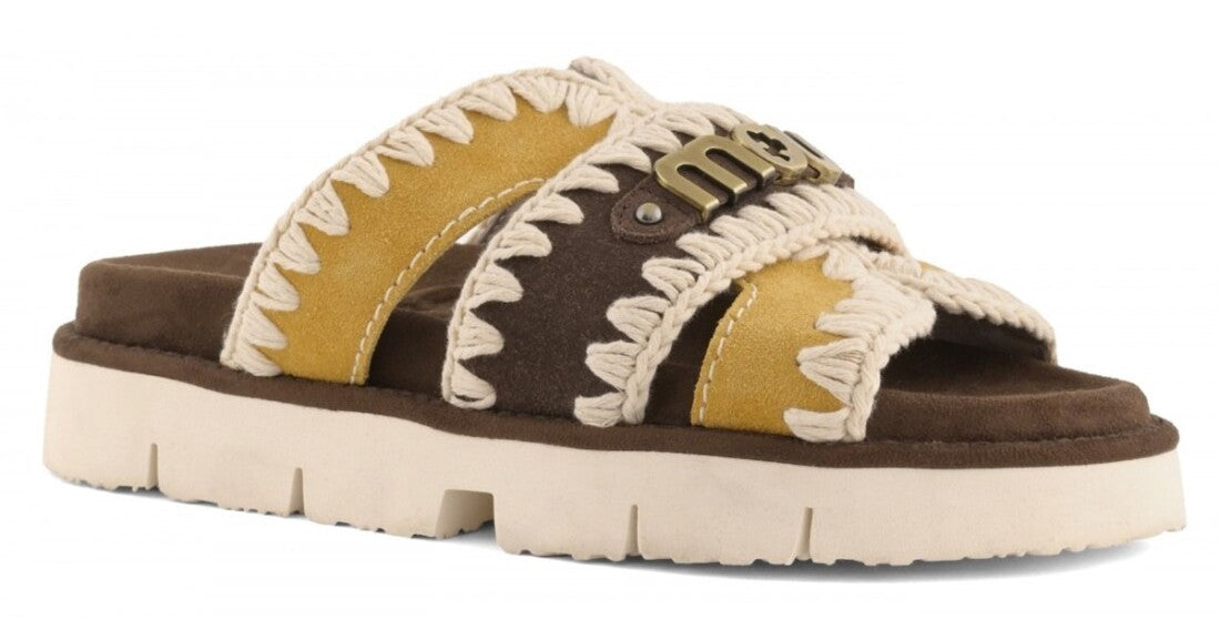 MOU Sandalo Donna BIO BICOLOR METAL LOG-Deep Brown