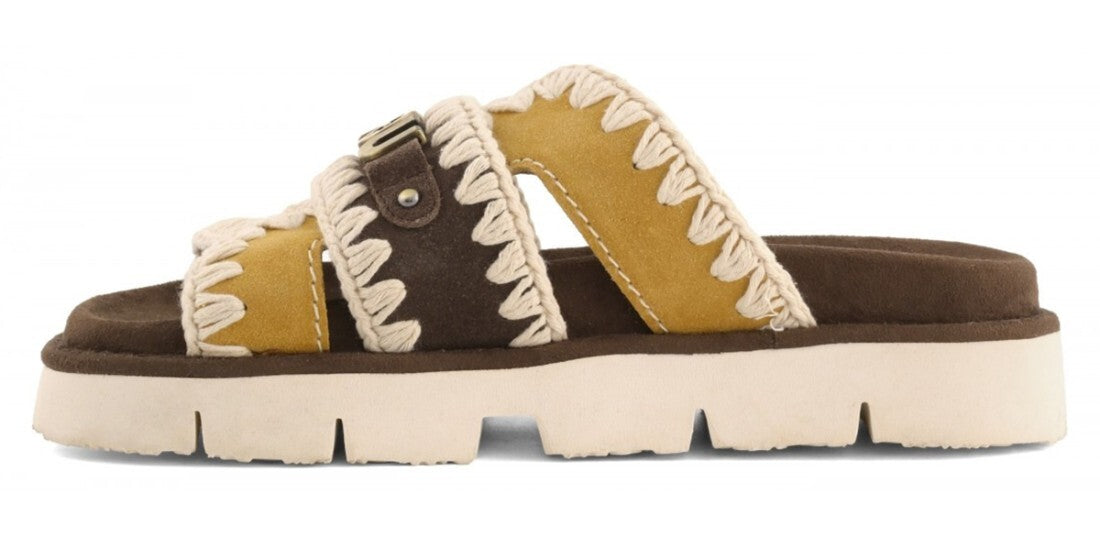 MOU Sandalo Donna BIO BICOLOR METAL LOG-Deep Brown