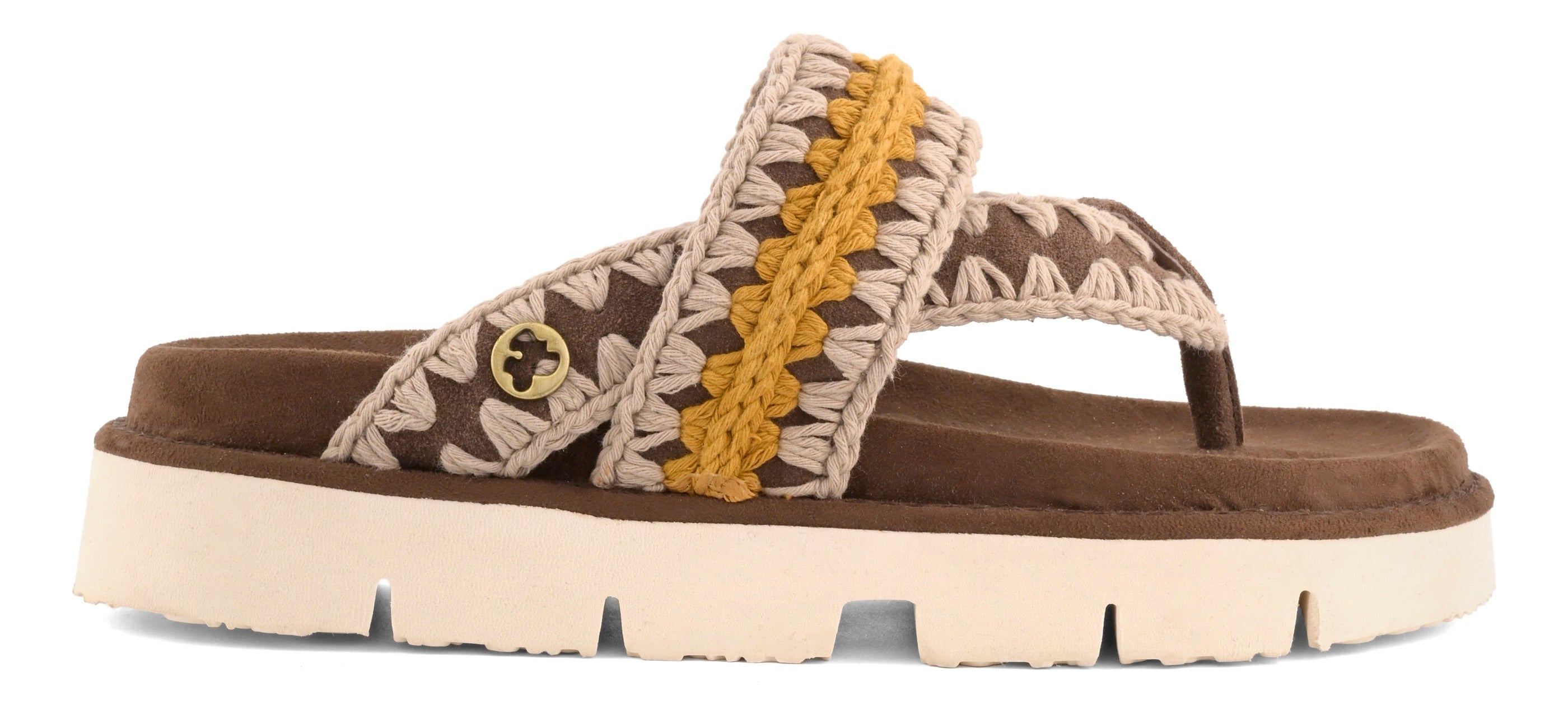 MOU Sandalo Donna BIO THONG COLORED STITCHING-Deep Brown