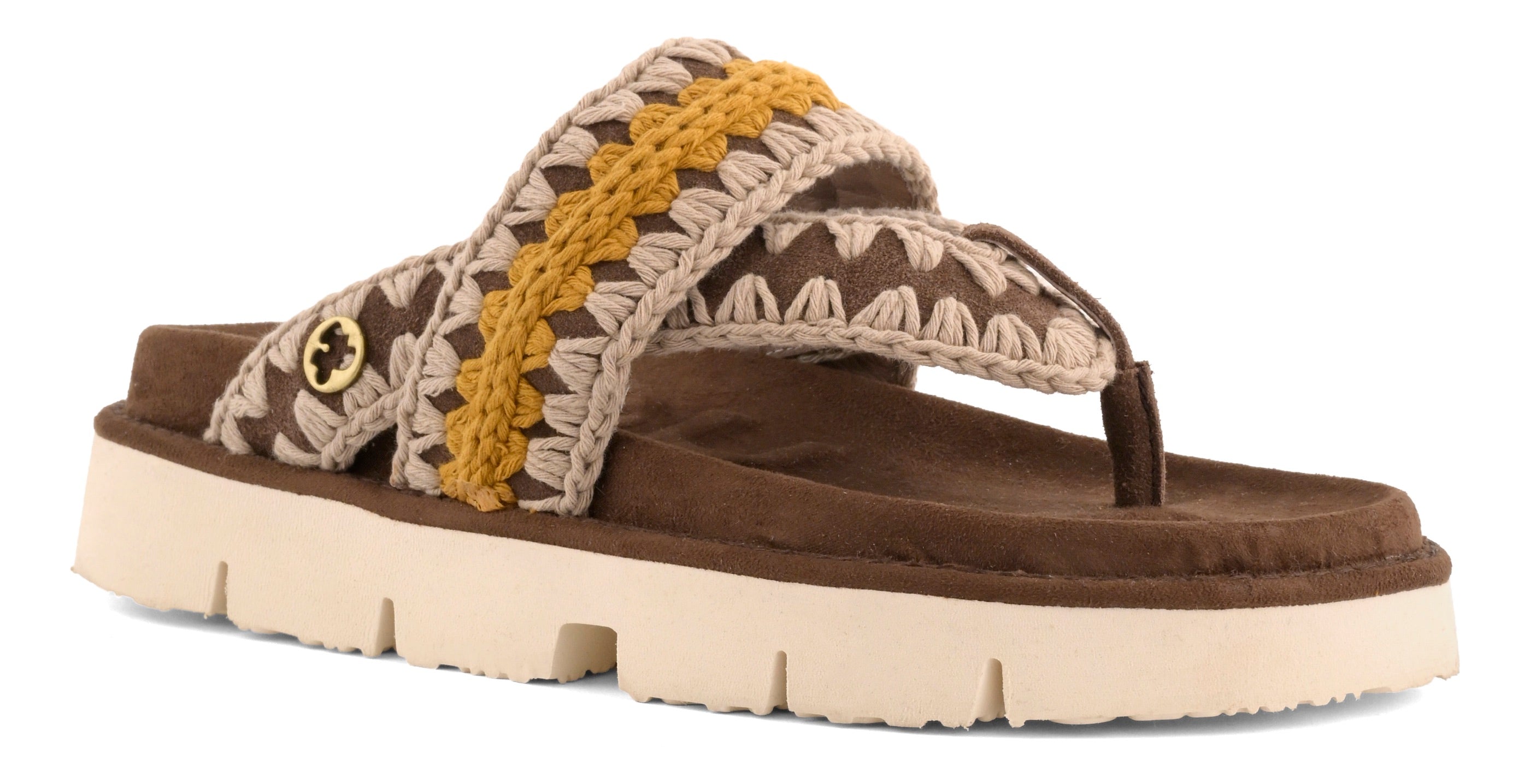 MOU Sandalo Donna BIO THONG COLORED STITCHING-Deep Brown