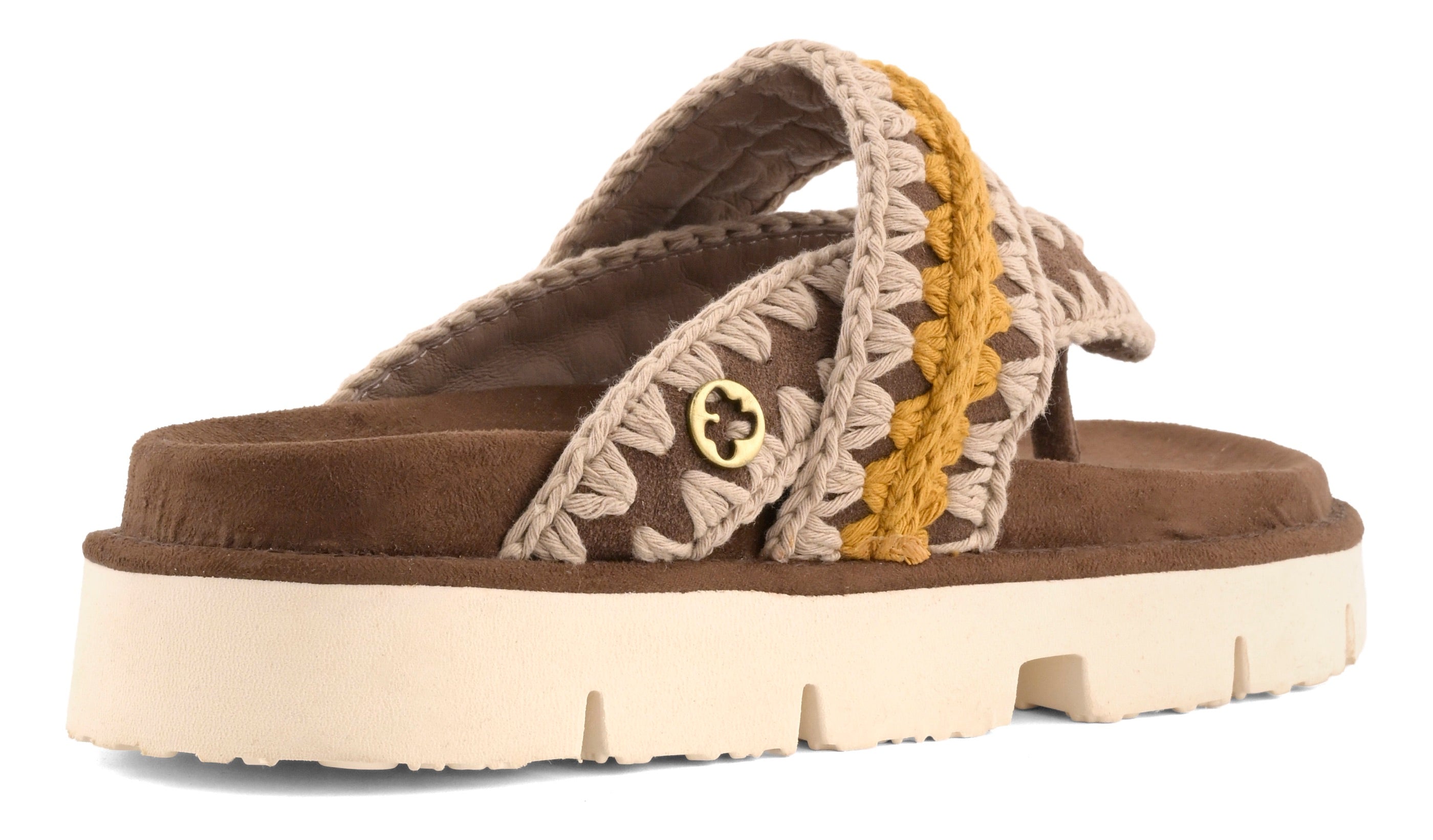 MOU Sandalo Donna BIO THONG COLORED STITCHING-Deep Brown