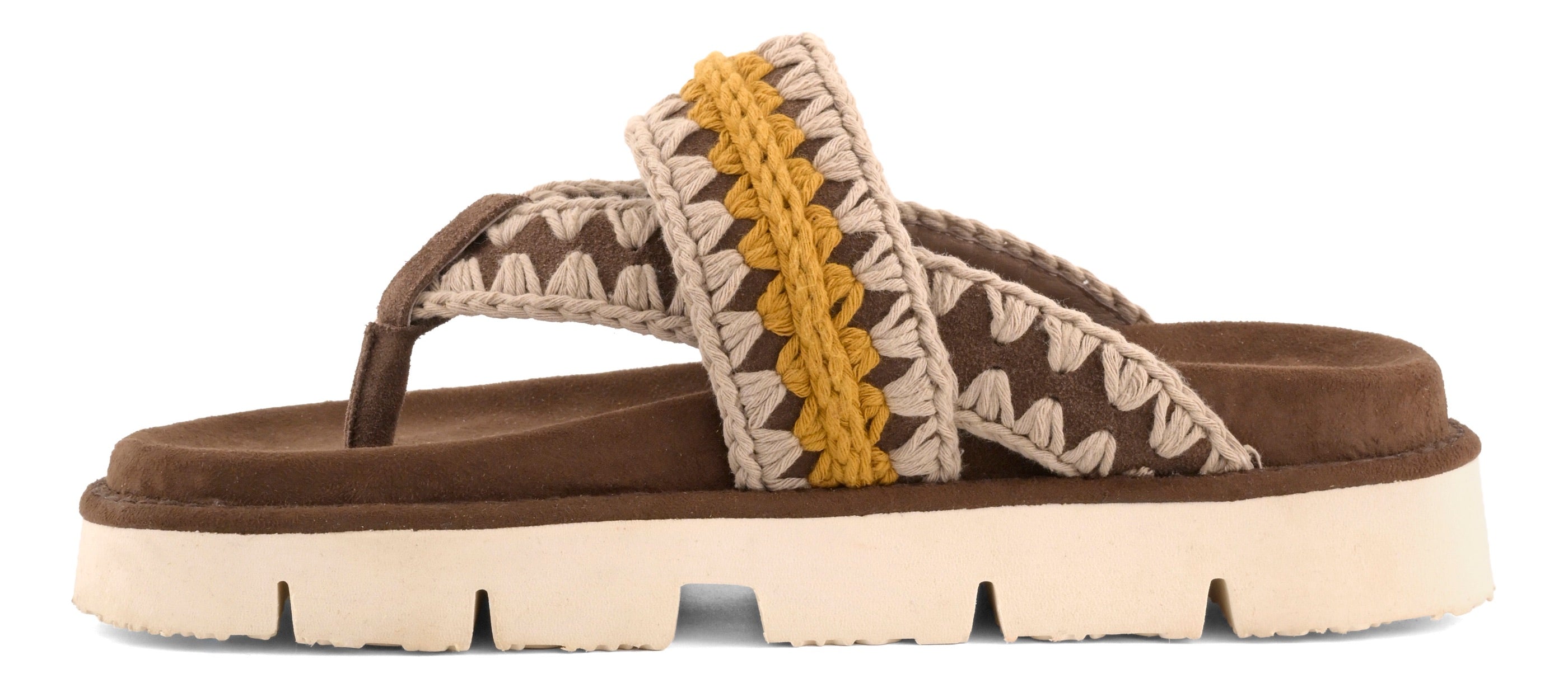 MOU Sandalo Donna BIO THONG COLORED STITCHING-Deep Brown