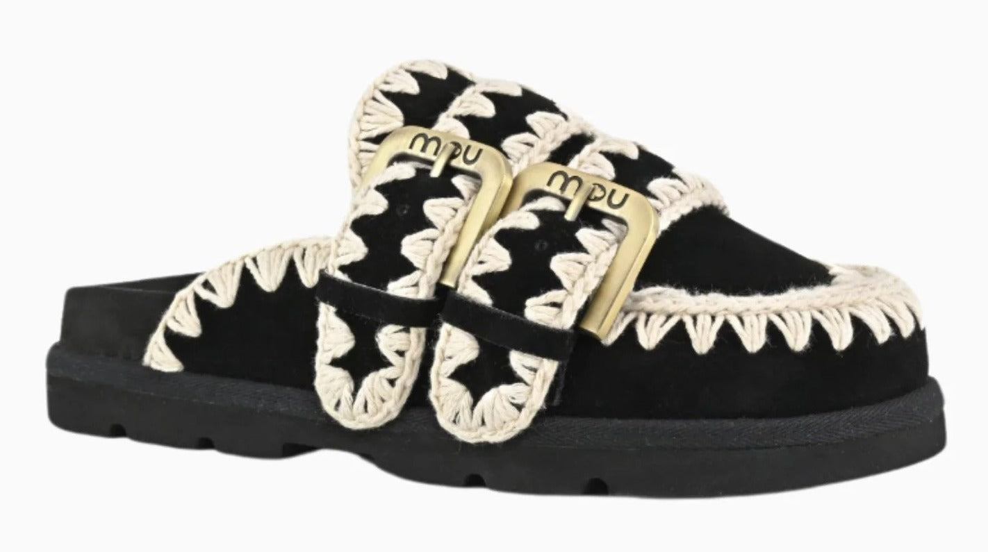 MOU Sabot Donna LOW BIO TWO BUCKLES-Black/White