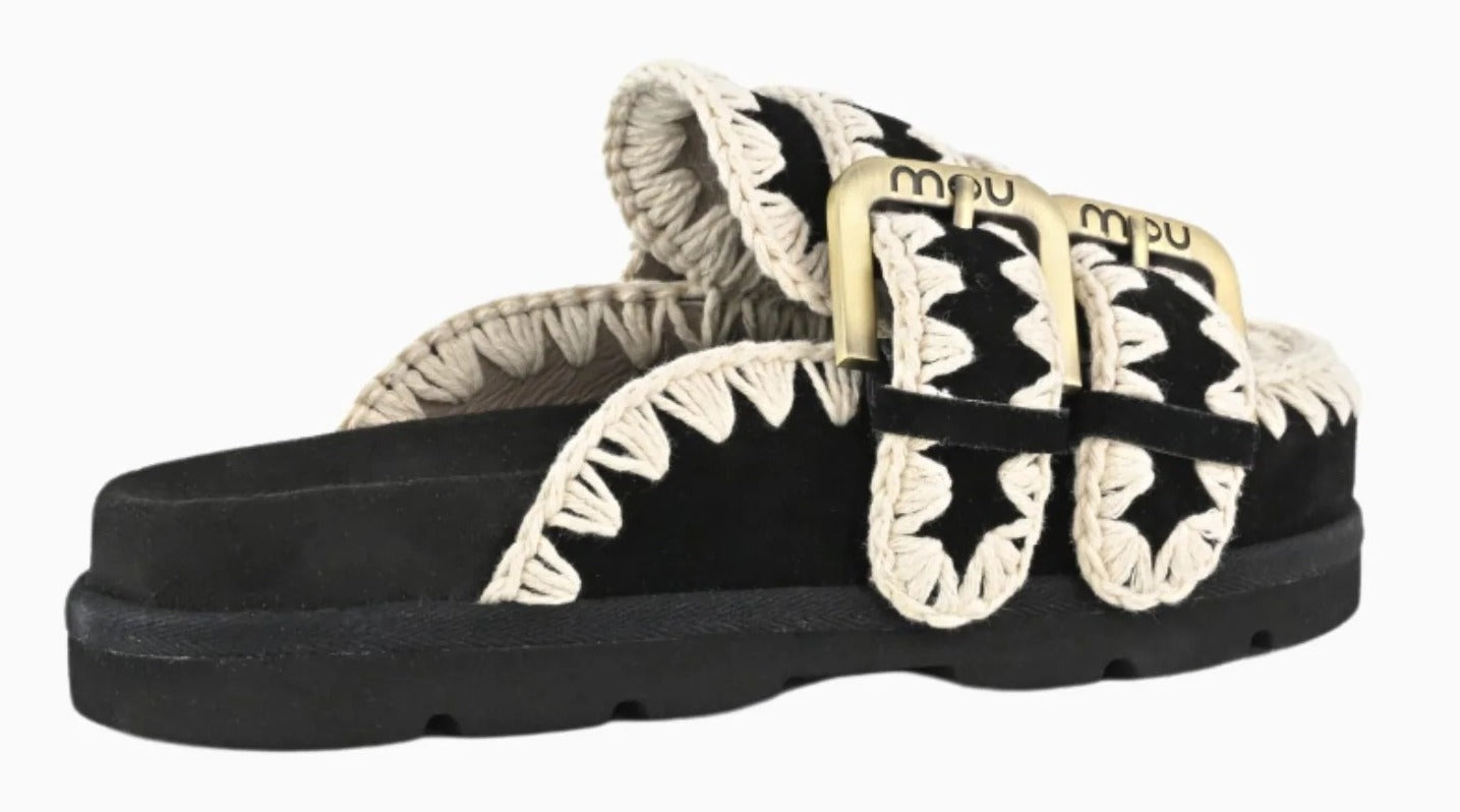 MOU Sabot Donna LOW BIO TWO BUCKLES-Black/White