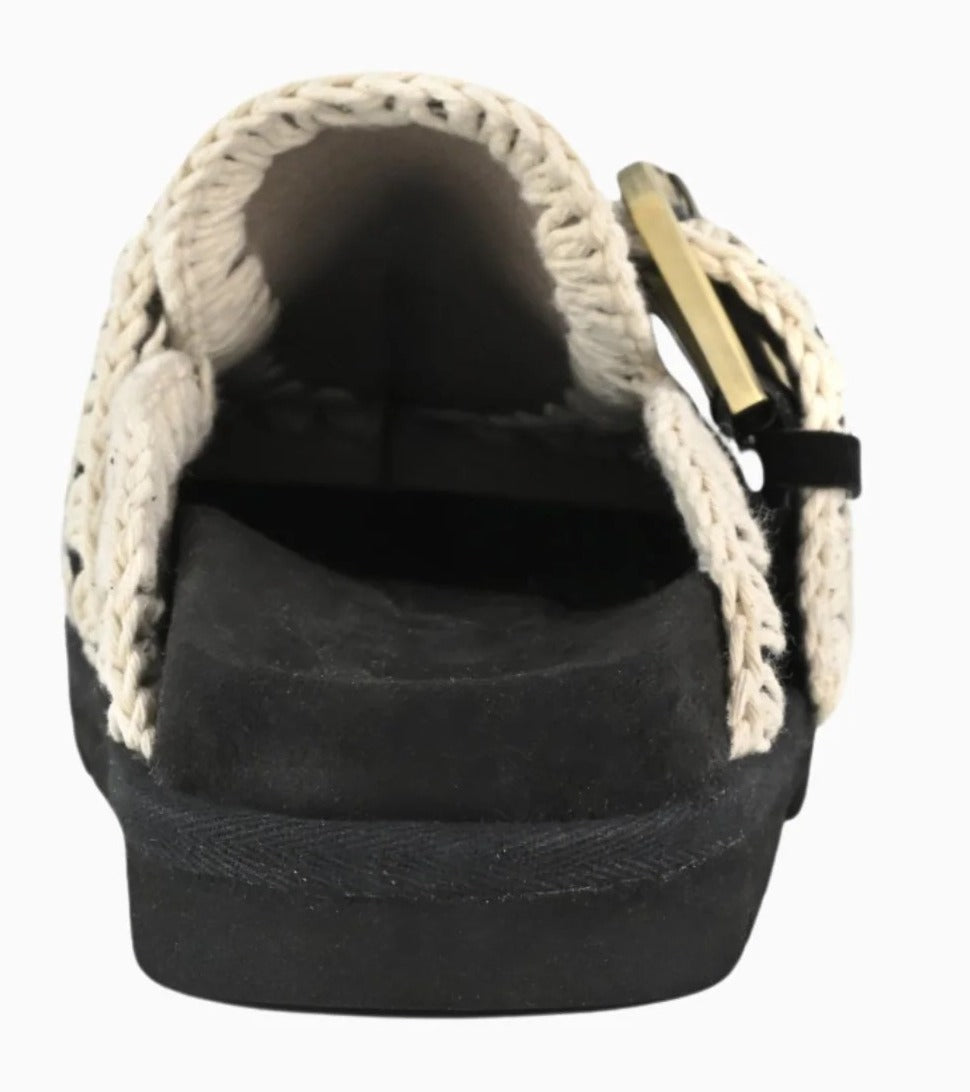 MOU Sabot Donna LOW BIO TWO BUCKLES-Black/White